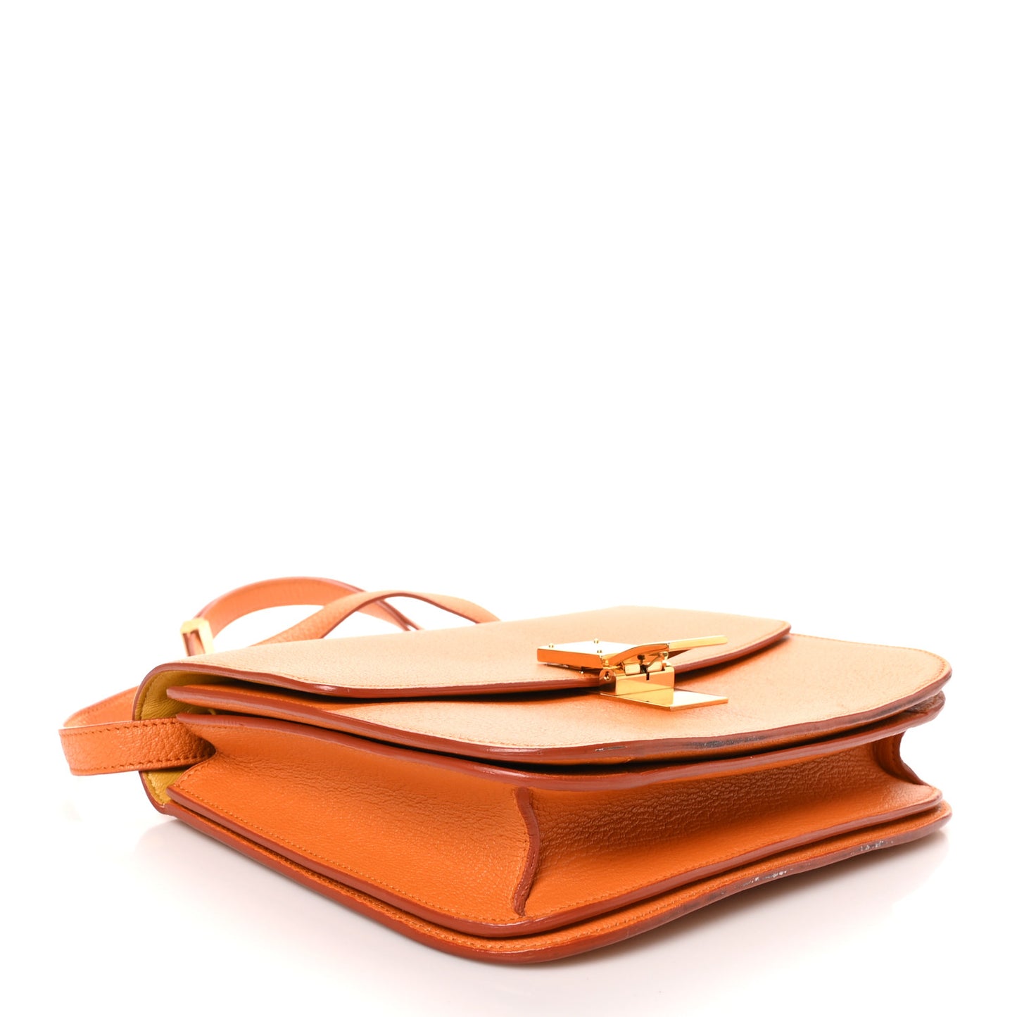Goatskin Medium Classic Box Flap Bag Orange