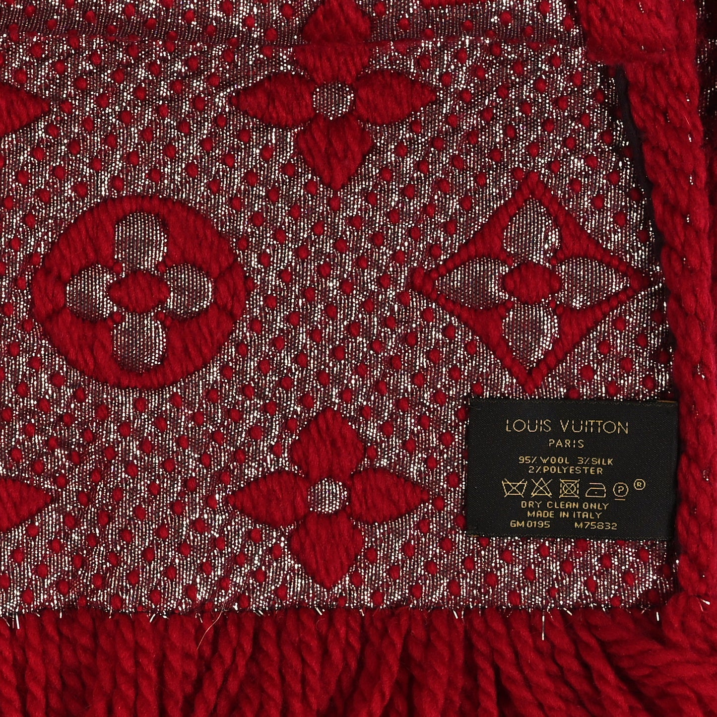 Wool Silk Logomania Shine Scarf Rubis