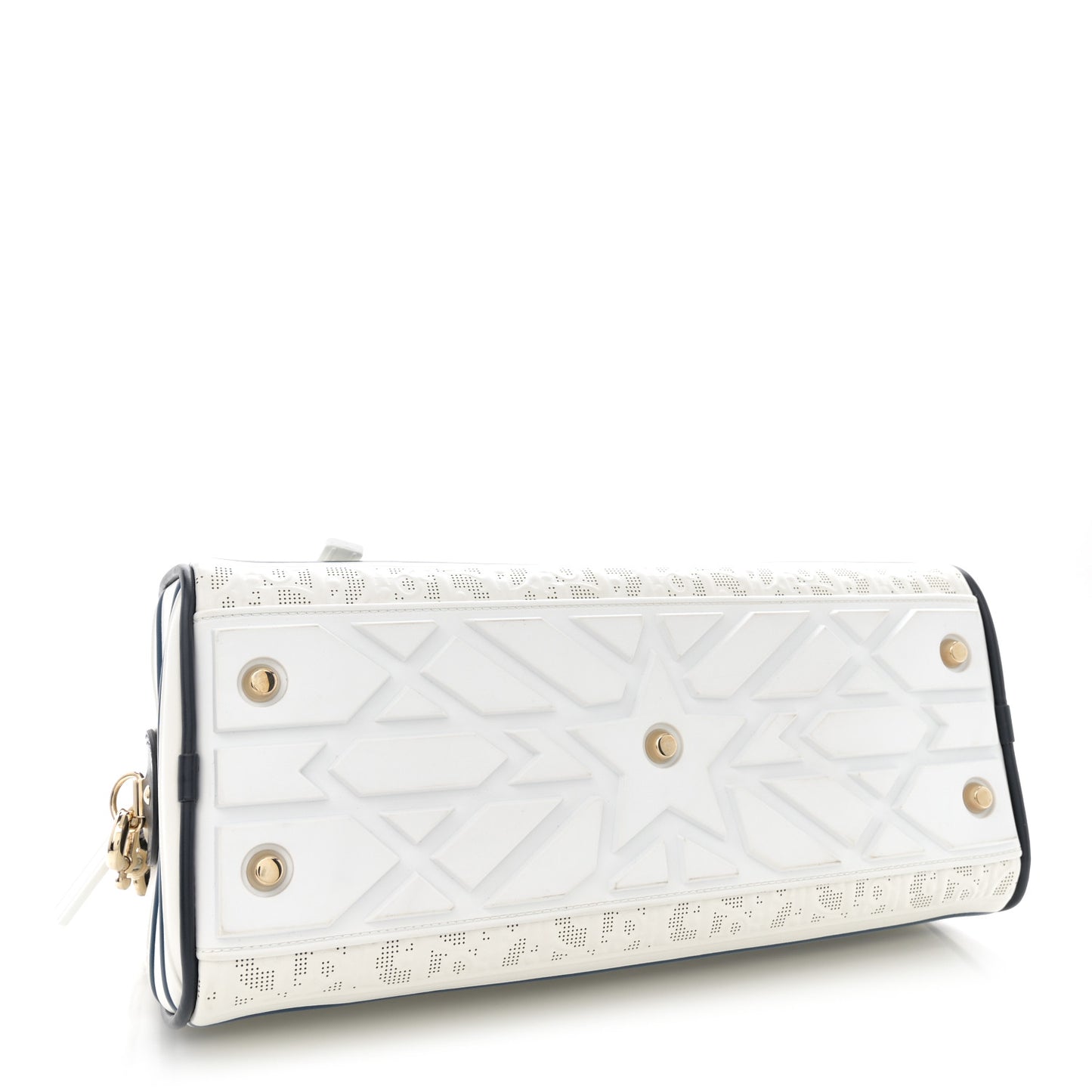 Perforated Calfskin Medium Dior Vibe Classic Bowling Bag White