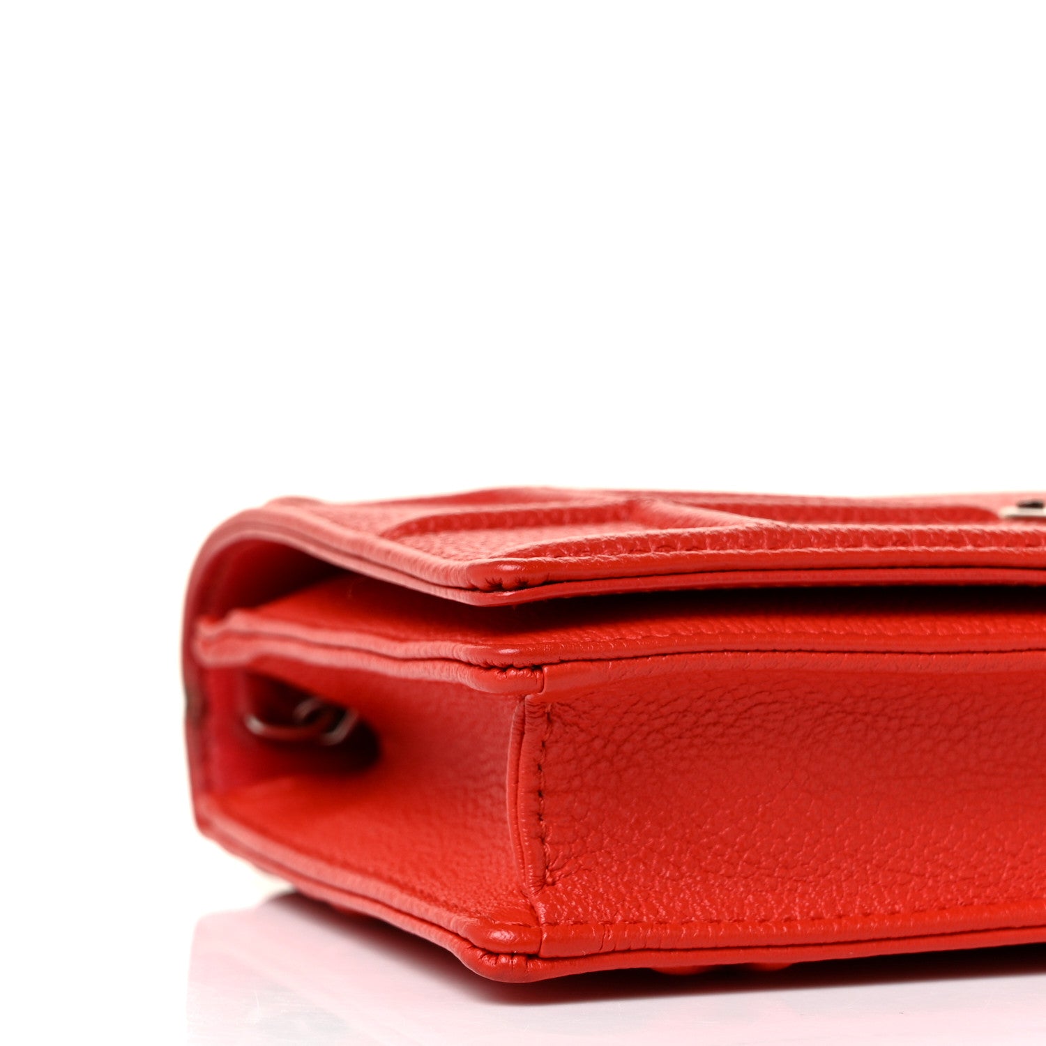 Christian Dior Grained Calfskin Diorama Wallet on Chain Pouch Rouge Vif 6 of 8