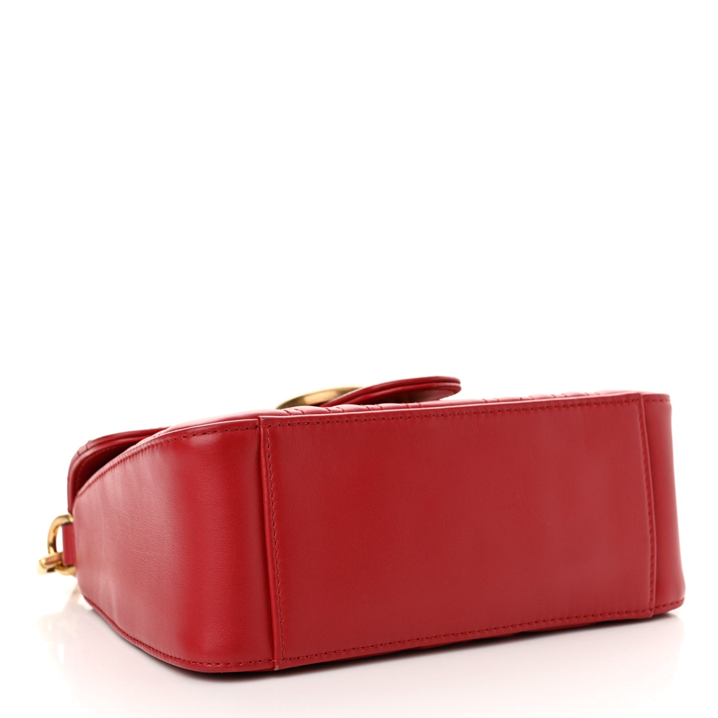 Calfskin Matelasse Mini GG Marmont Top Handle Shoulder Bag Hibiscus Red