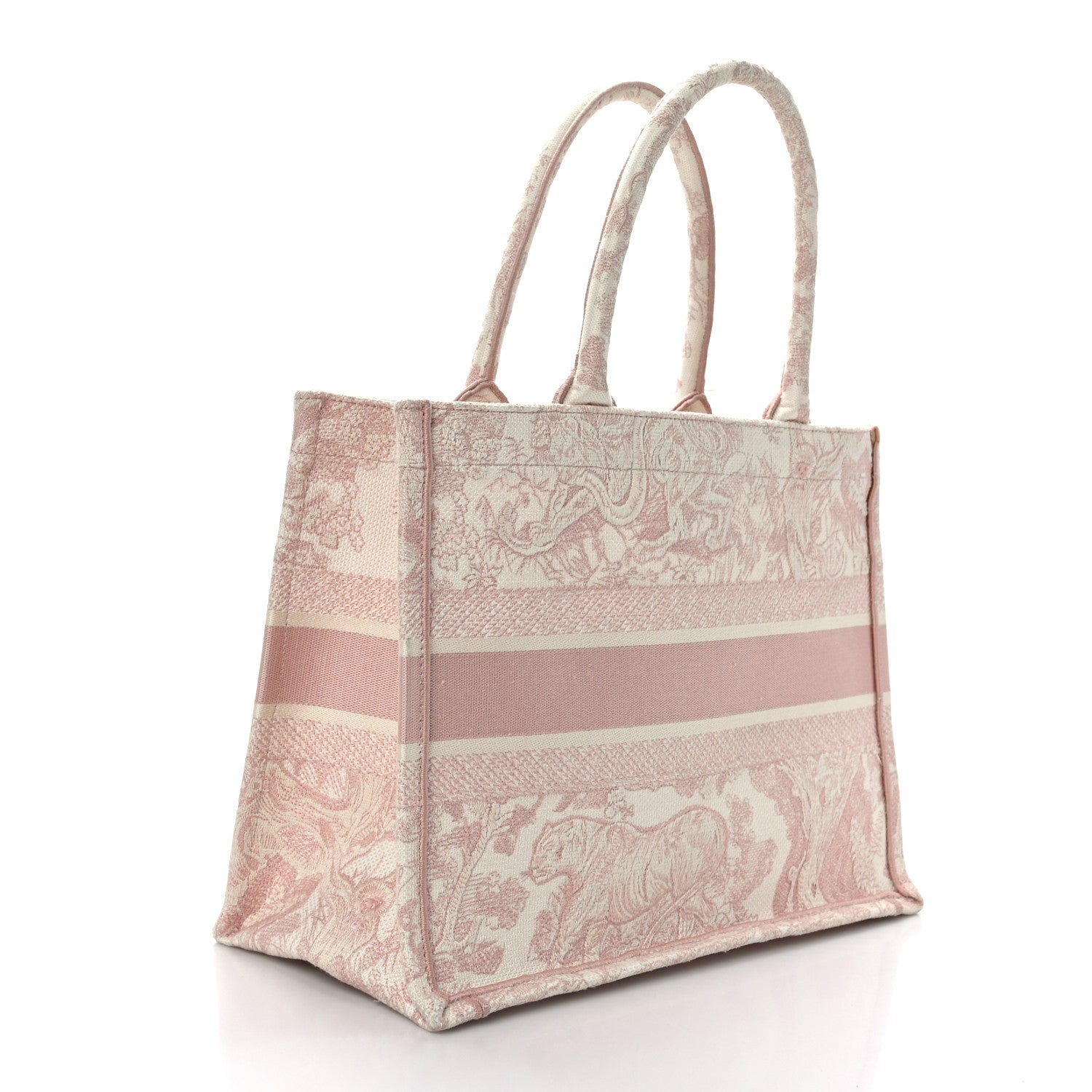 Christian Dior Canvas Toile De Jouy Embroidered Medium Book Tote Pink 3 of 9