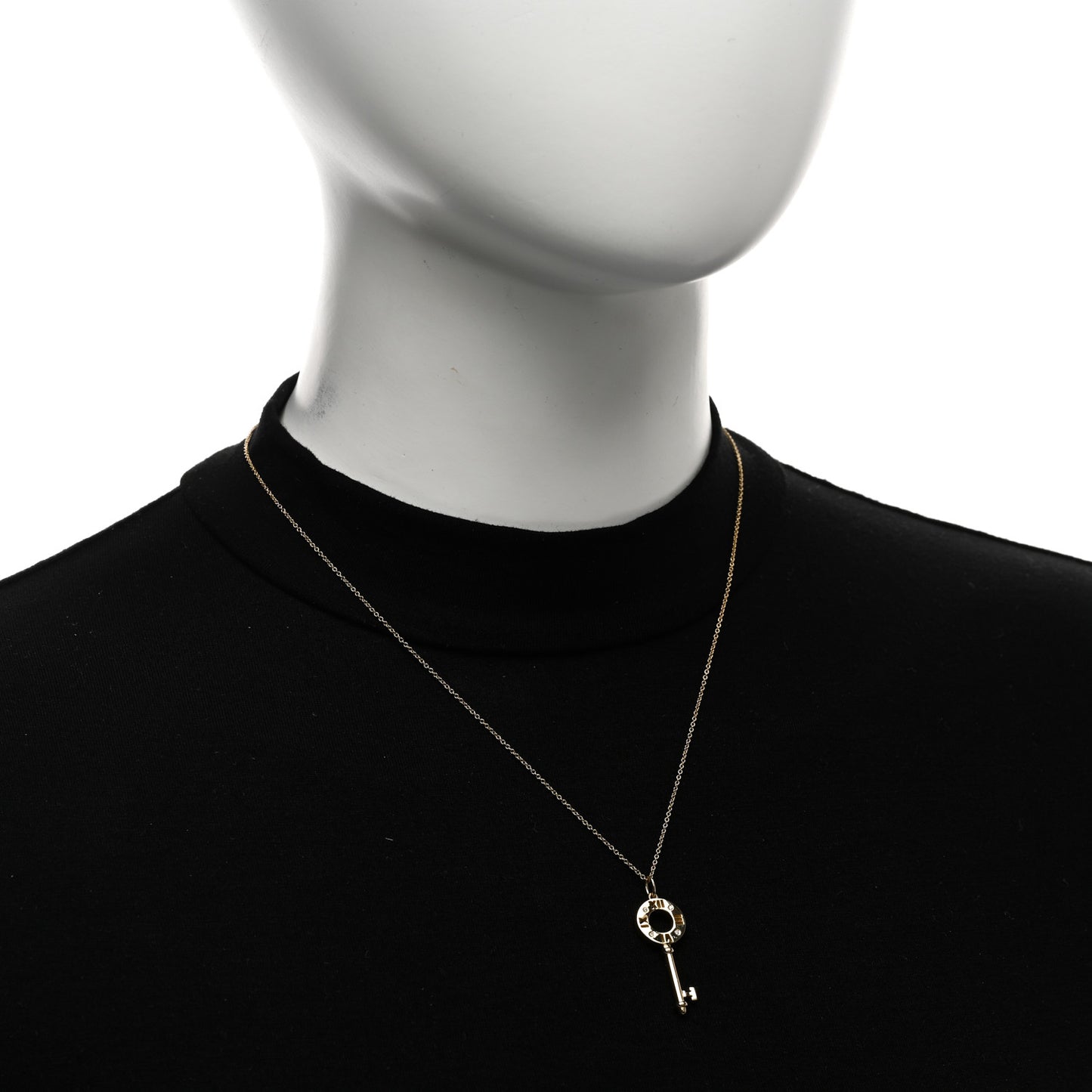 18K Yellow Gold Diamond Atlas Pierced Key Pendant Necklace