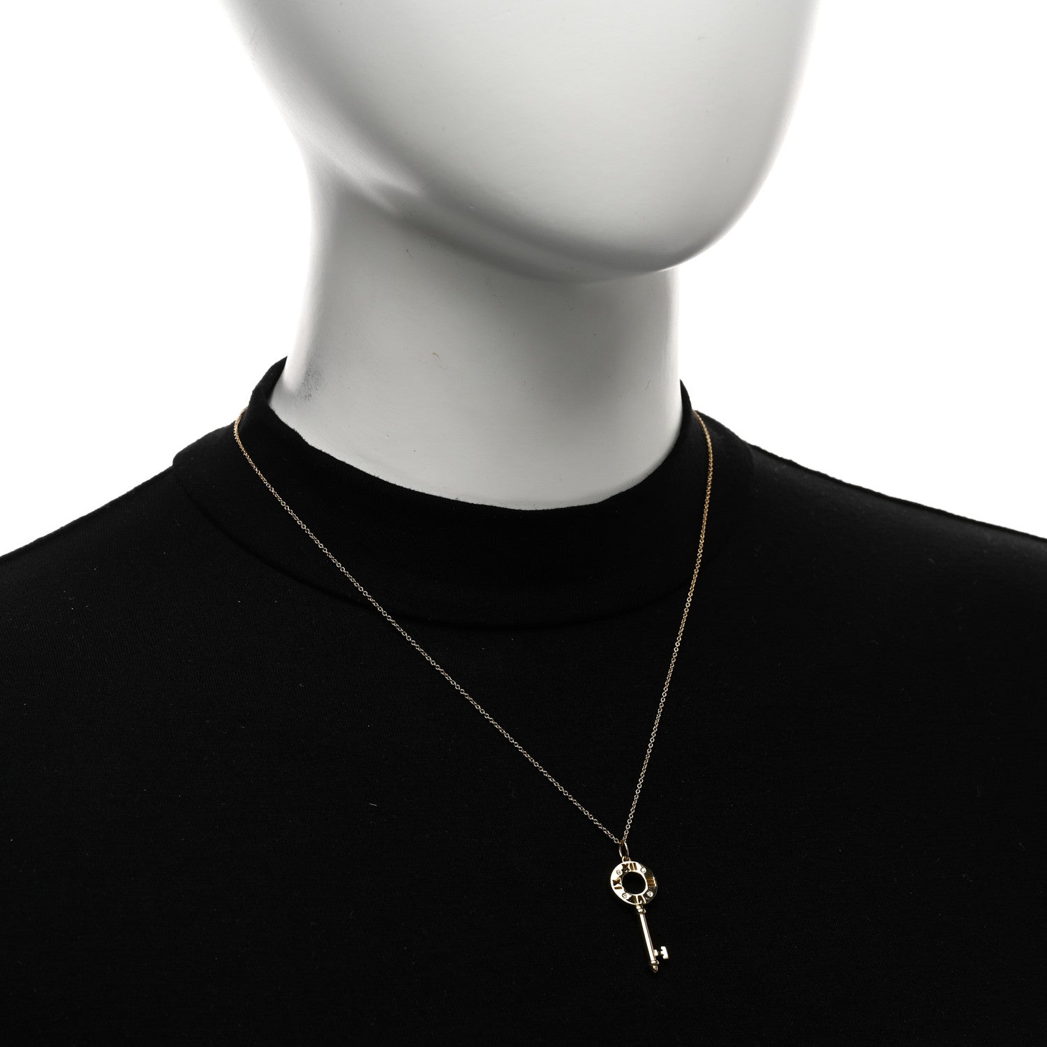 Tiffany 18K Yellow Gold Diamond Atlas Pierced Key Pendant Necklace 2 of 5