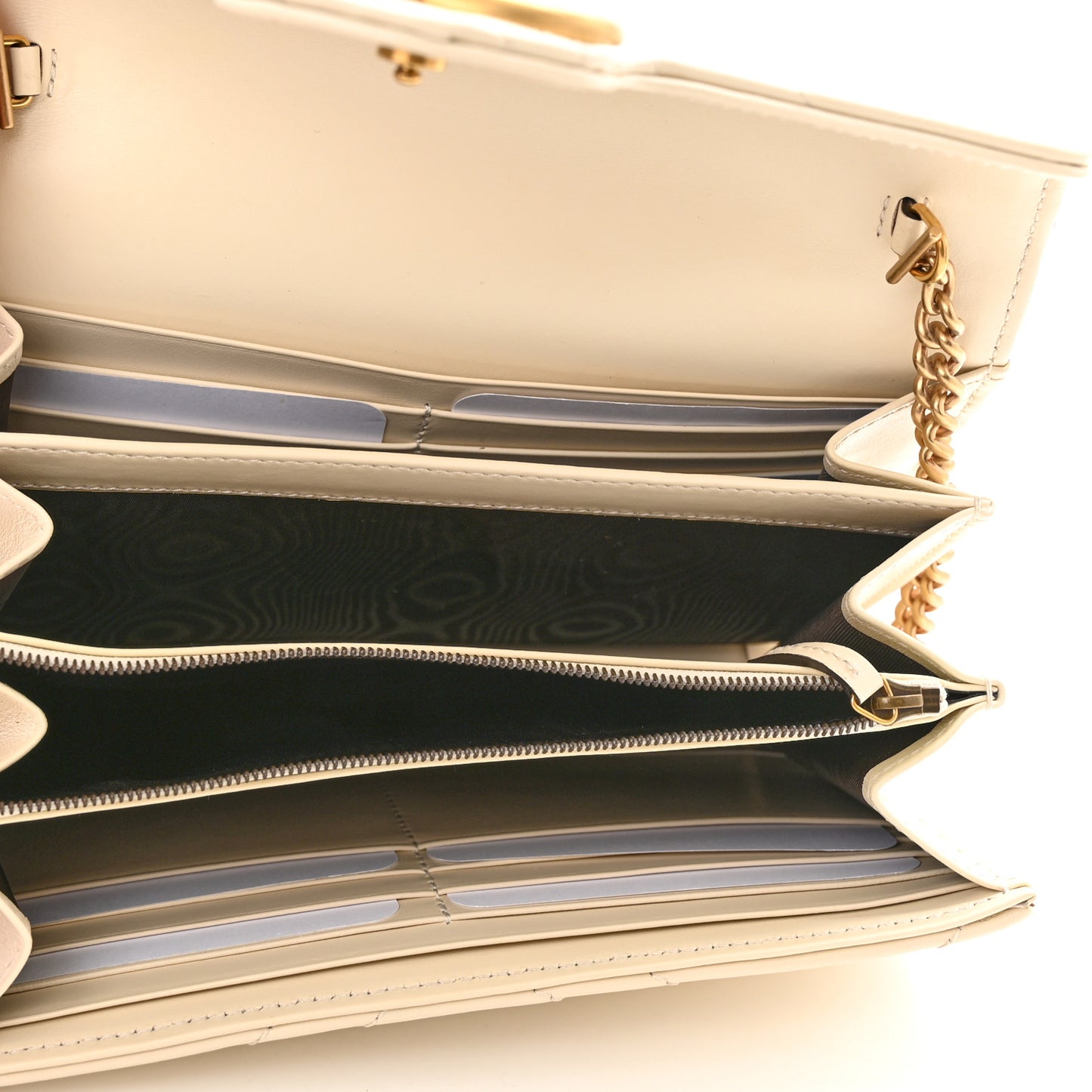 Calfskin Matelasse GG Marmont Chain Wallet Mystic White