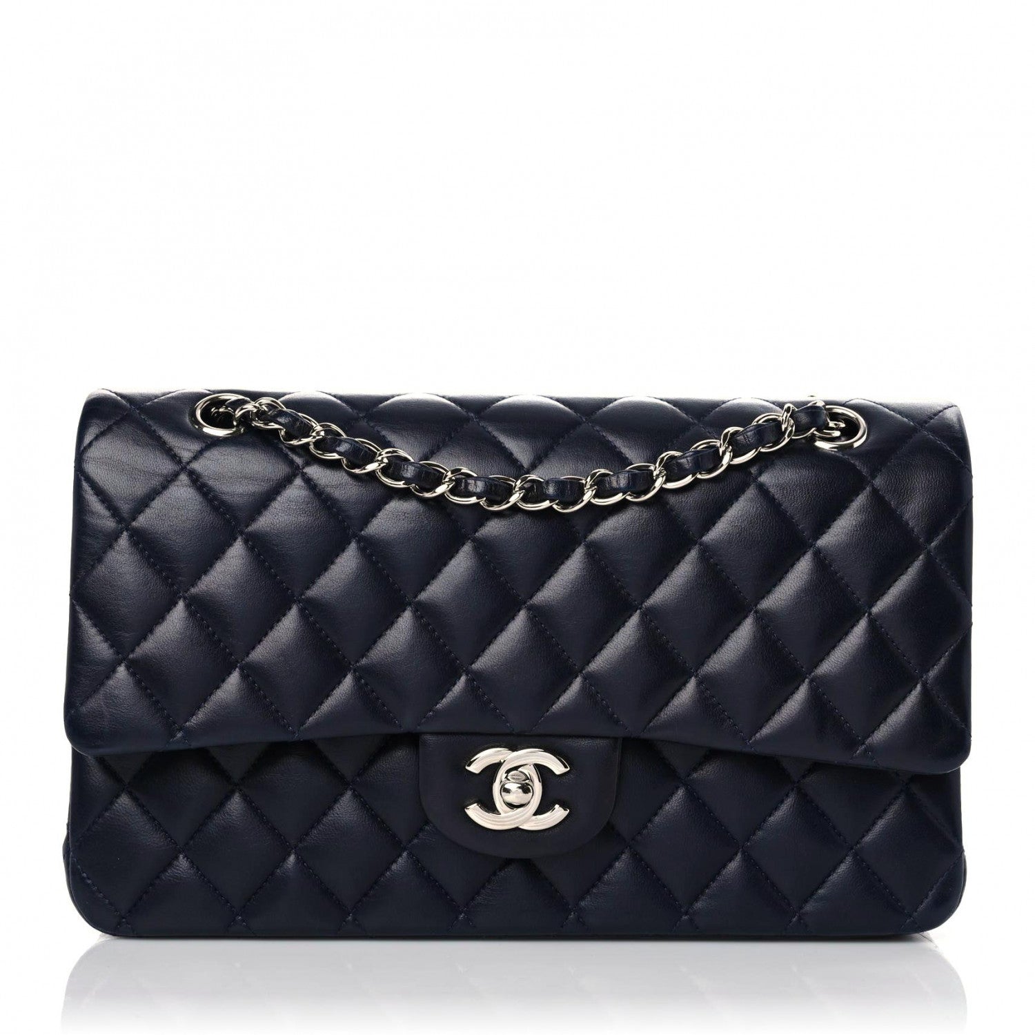 Chanel Lambskin Quilted Medium Double Flap Navy 1 of 12