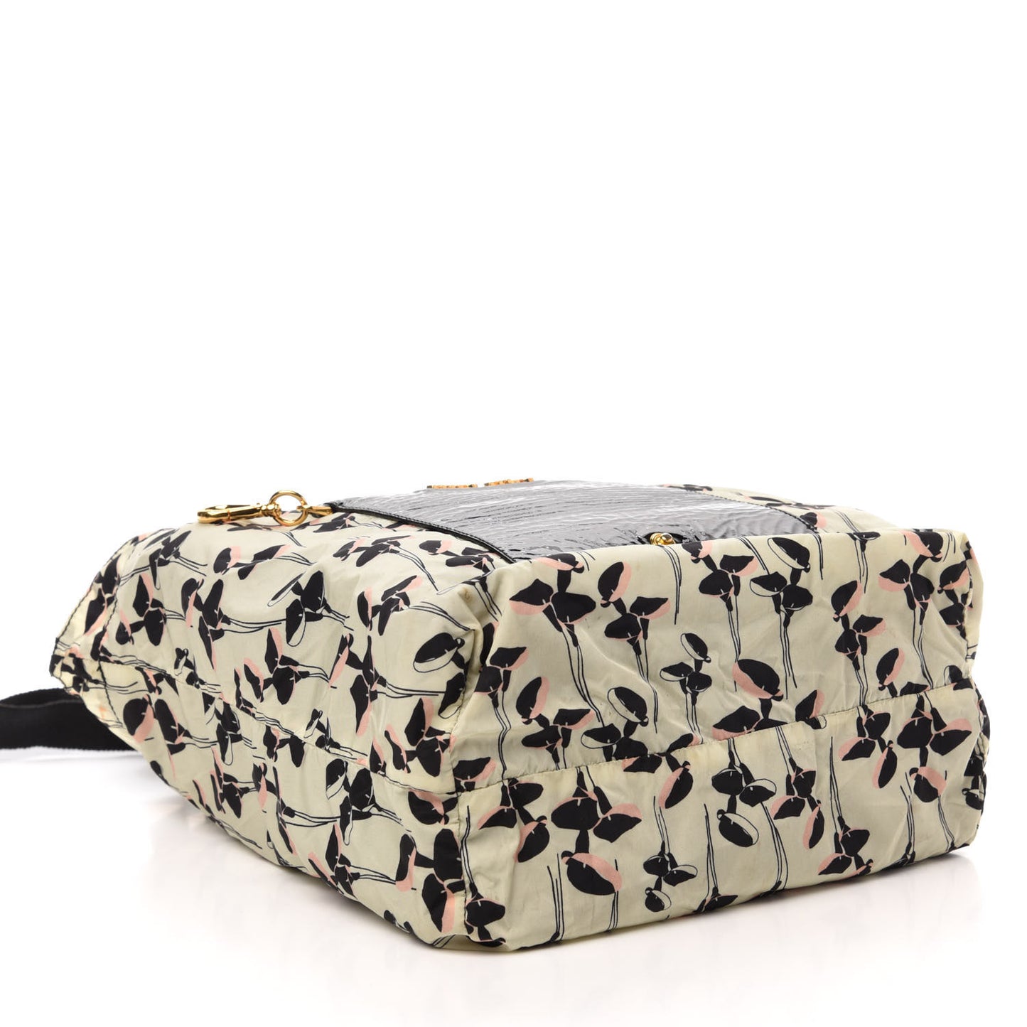 Nylon Patent Faille Foldable Tote Black Multicolor