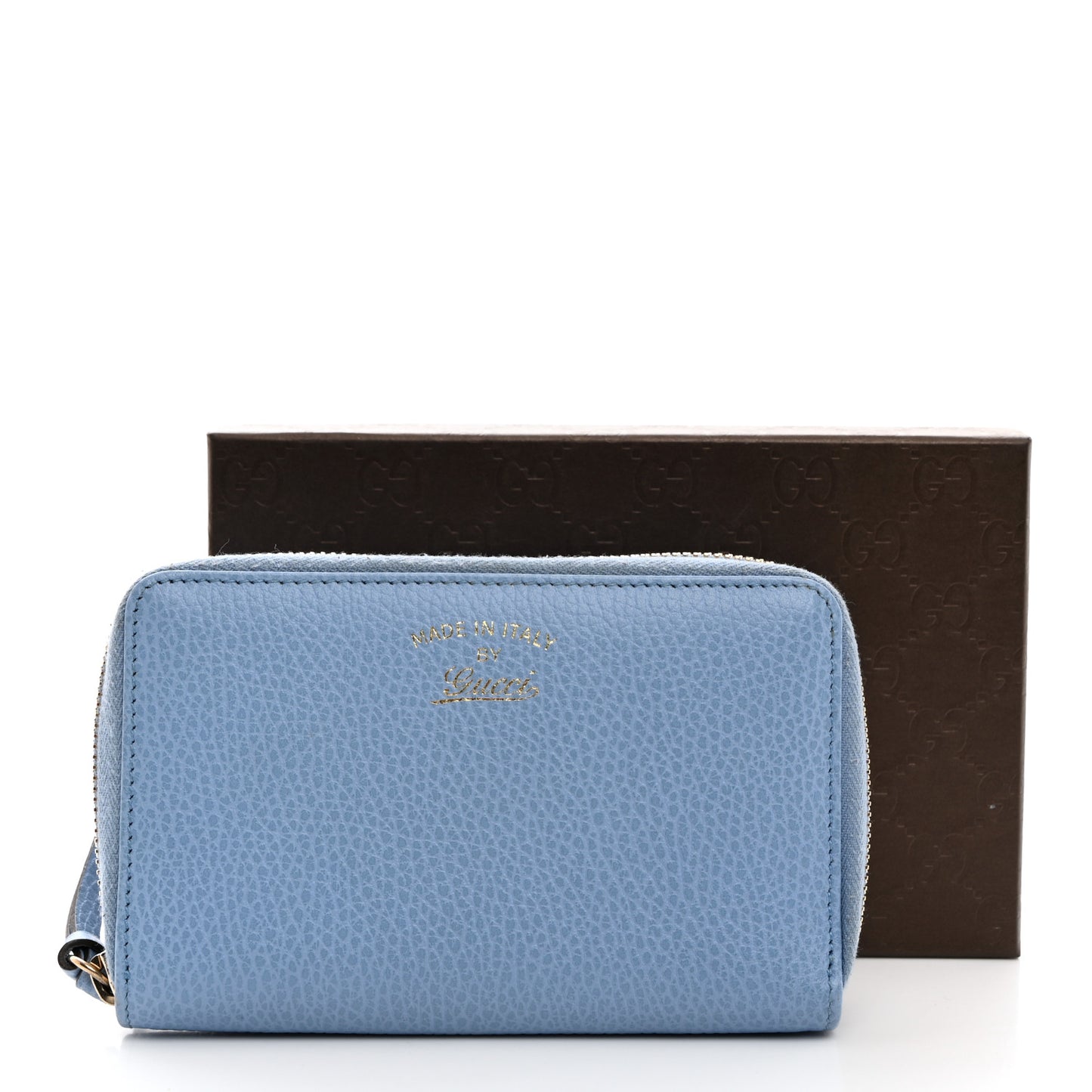 Dollar Calfskin Medium Swing Zip Around Wallet Light Blue