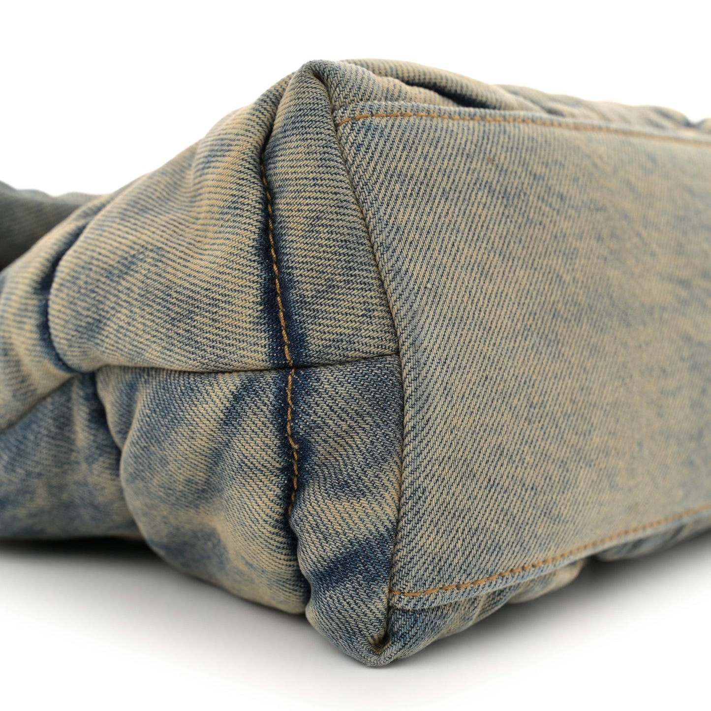 Denim Quilted Small Loulou Puffer Monogram Chain Satchel Blue Cinnamon