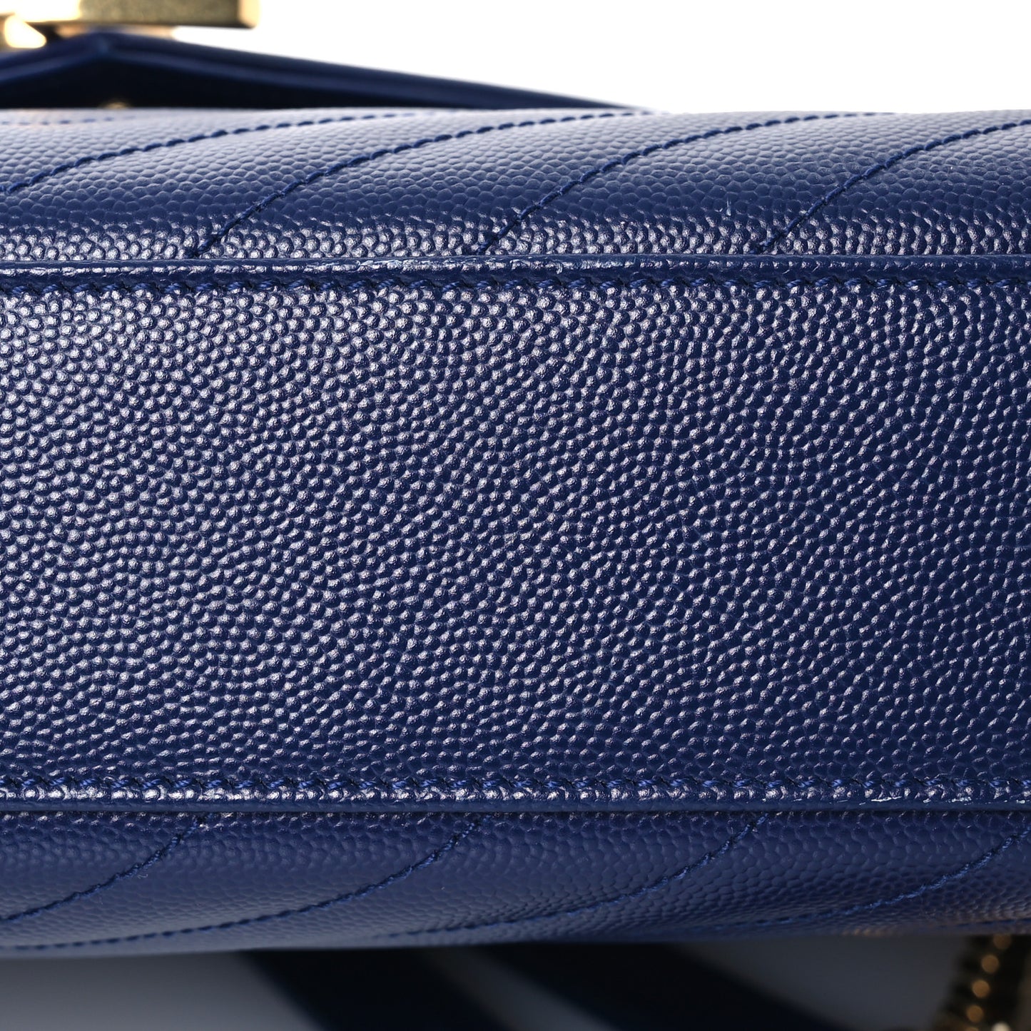Grain De Poudre Matelasse Chevron Large Monogram Satchel Navy Blue