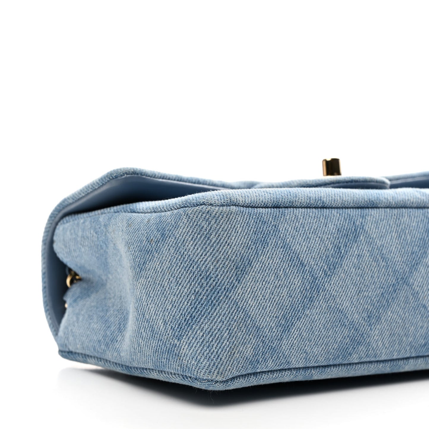 Printed Denim Quilted Mini Rectangular Flap Light Blue