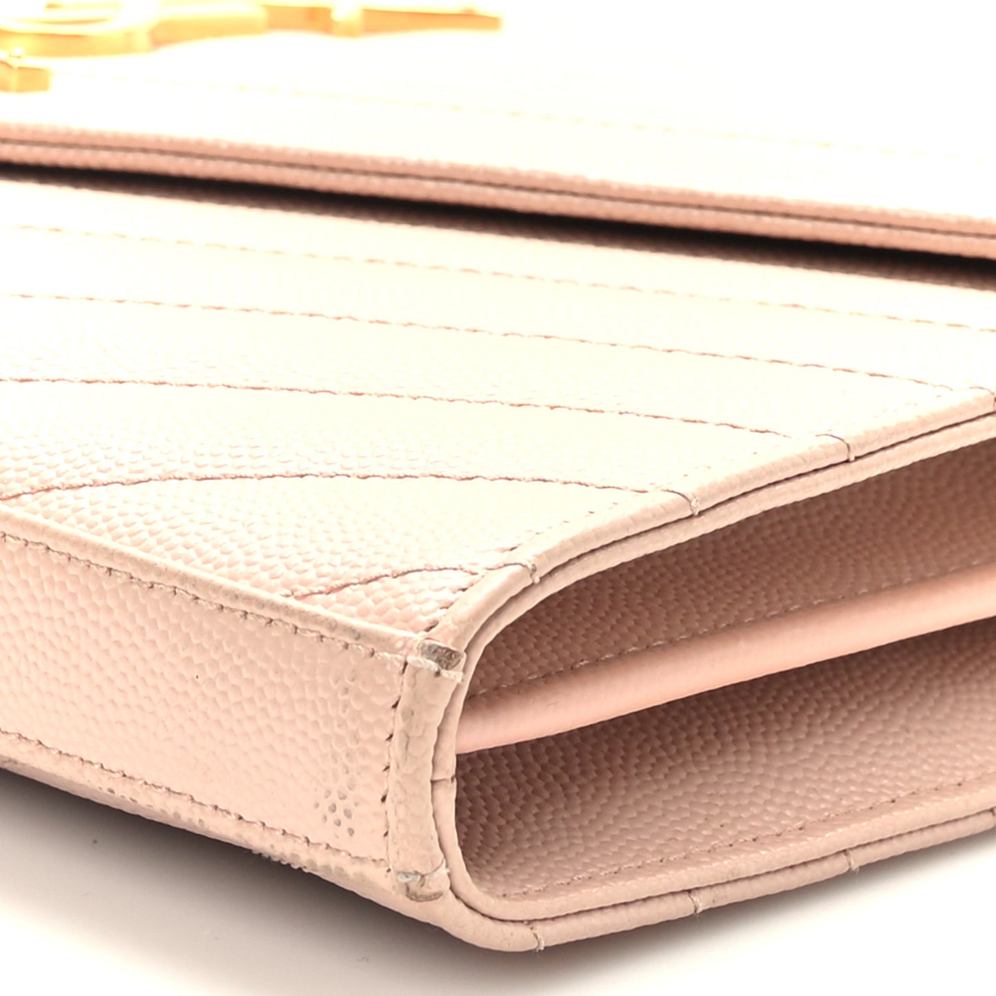 Grain De Poudre Matelasse Chevron Monogram Chain Wallet Rose Antic