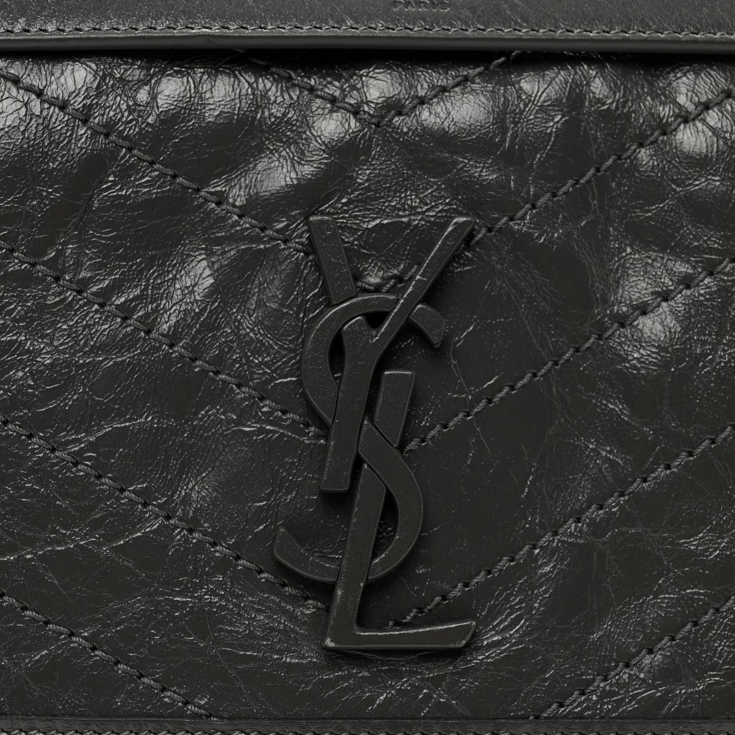 Crinkled Calfskin Matelasse Monogram Medium Niki Chain Satchel Storm