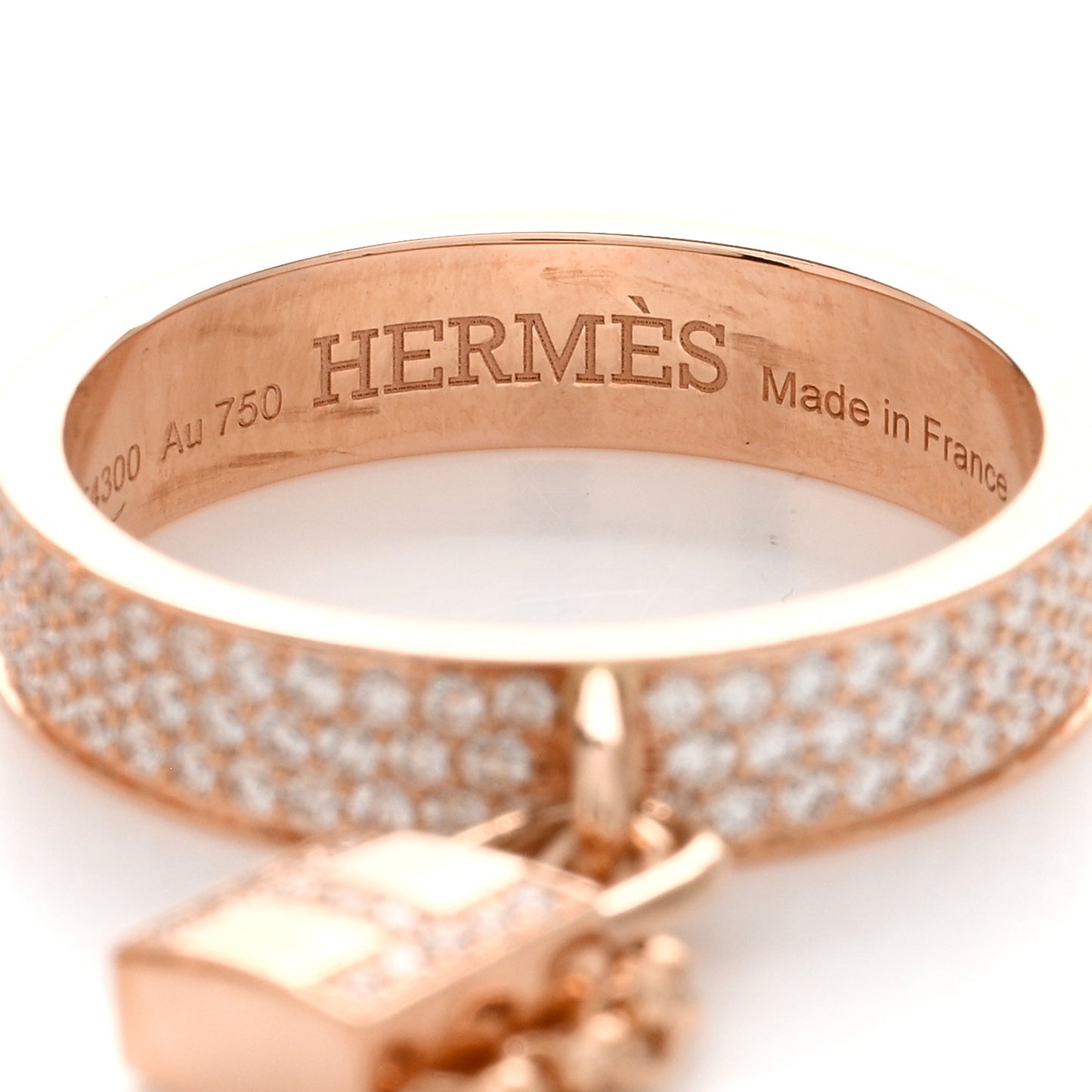 18K Rose Gold Diamond Kelly Clochette Double Ring 55 7.25