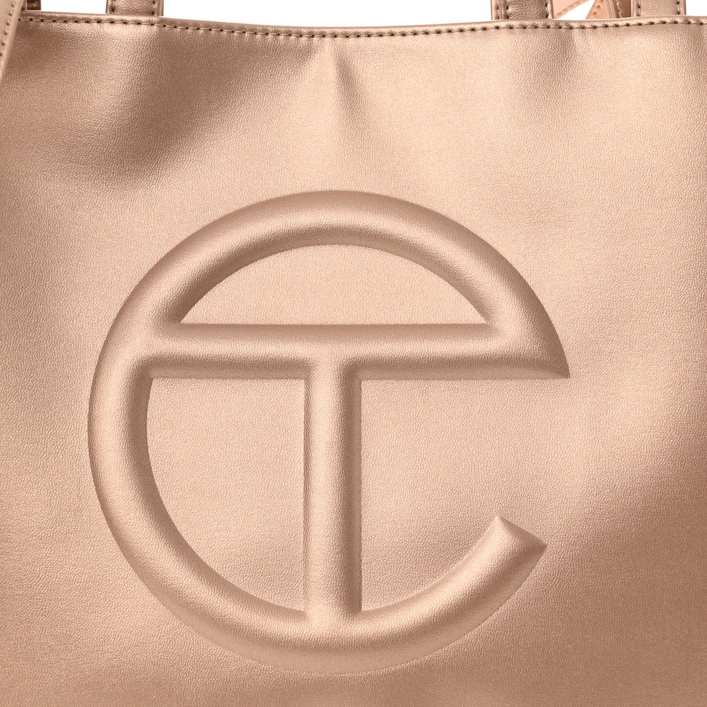Metallic Vegan Leather Medium Shopping Bag Copper