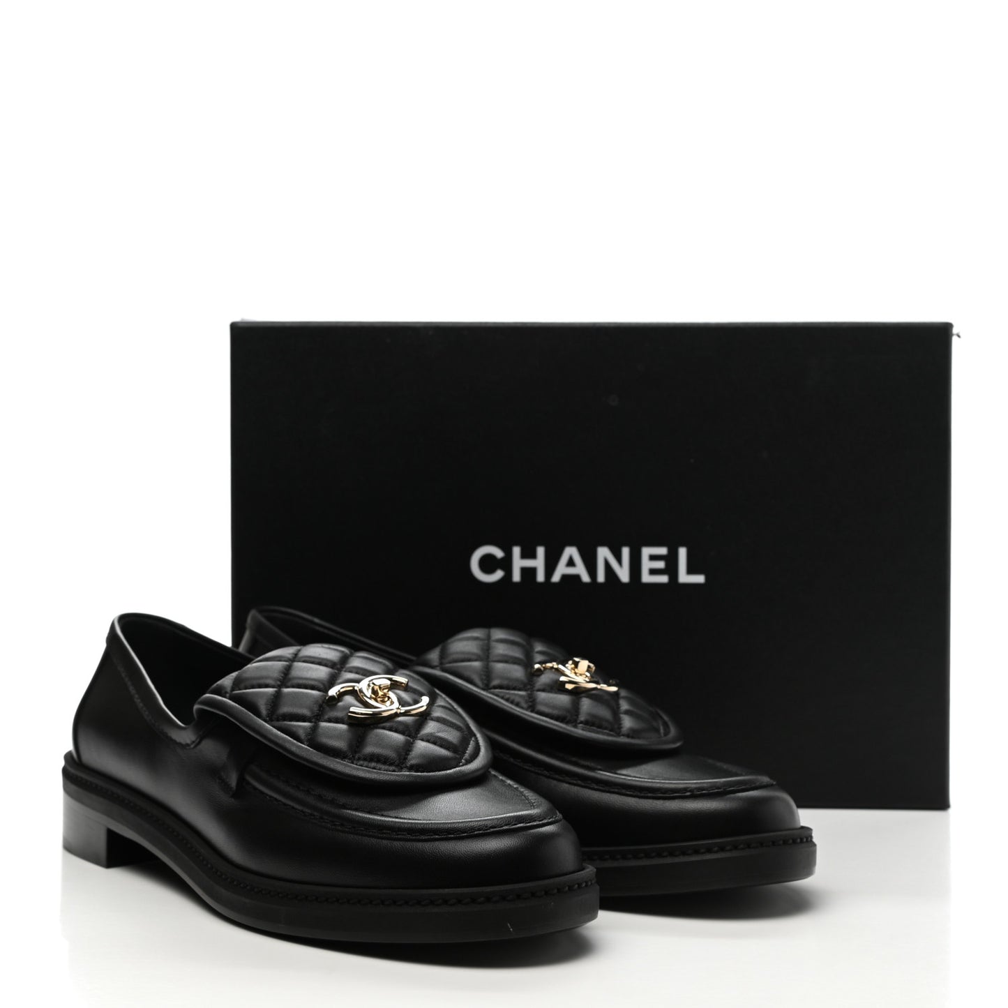 Lambskin Quilted CC Turnlock Loafers 41 Black