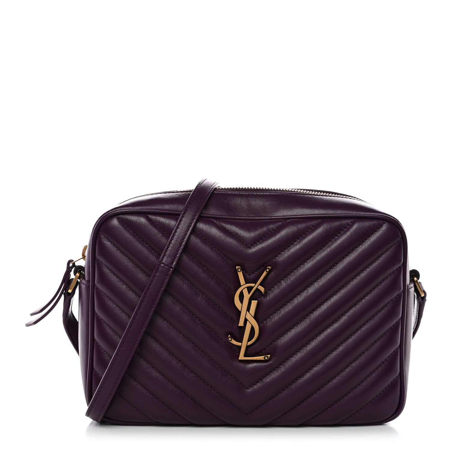 Saint Laurent Calfskin Matelasse Monogram Lou Camera Bag Purple