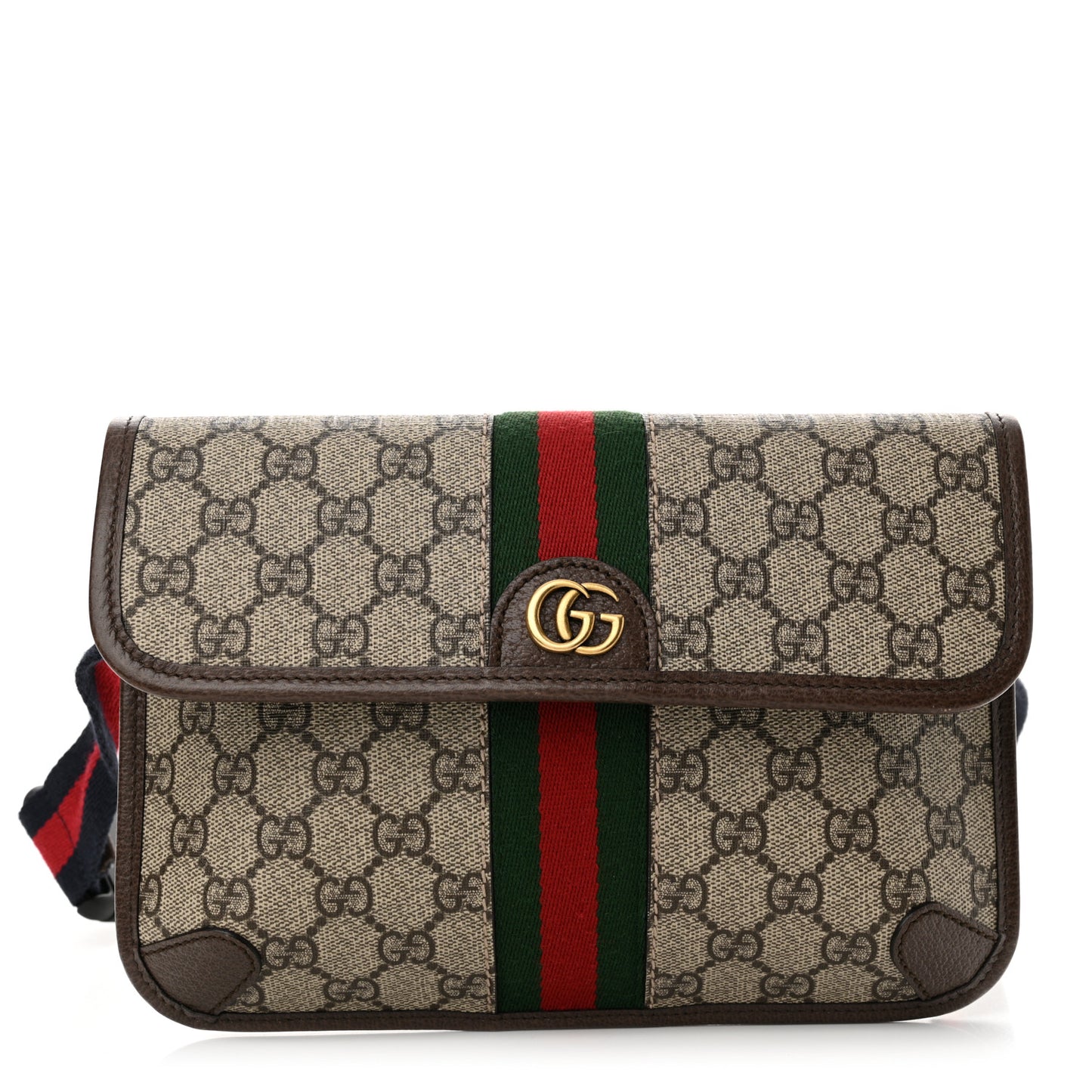 GG Supreme Monogram Web Small Ophidia Belt Bag Brown