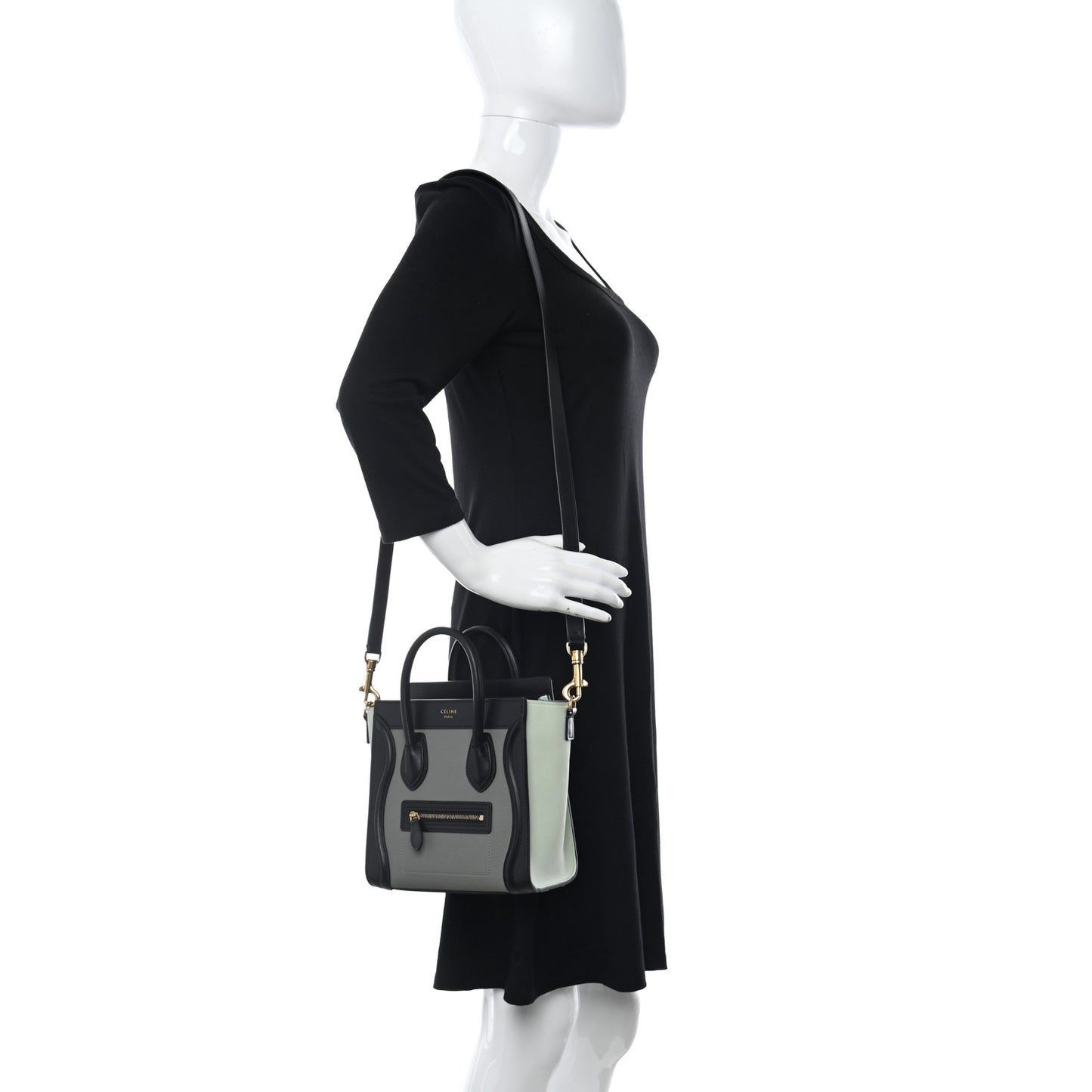 Baby Grained Calfskin Nano Tri-Color Luggage Zinc Almond