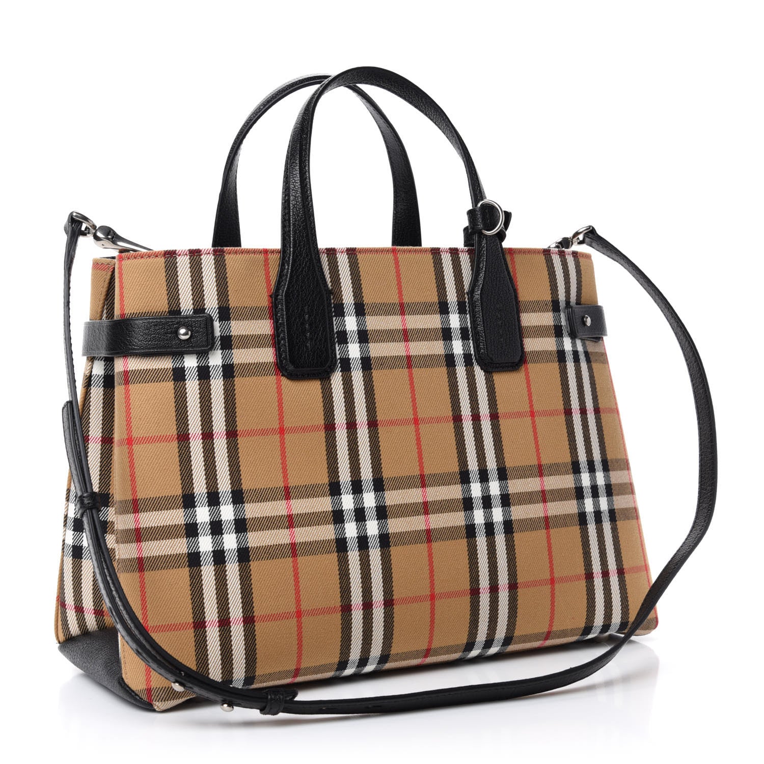 Burberry Goatskin Vintage Check Medium Banner Tote Black 4 of 13