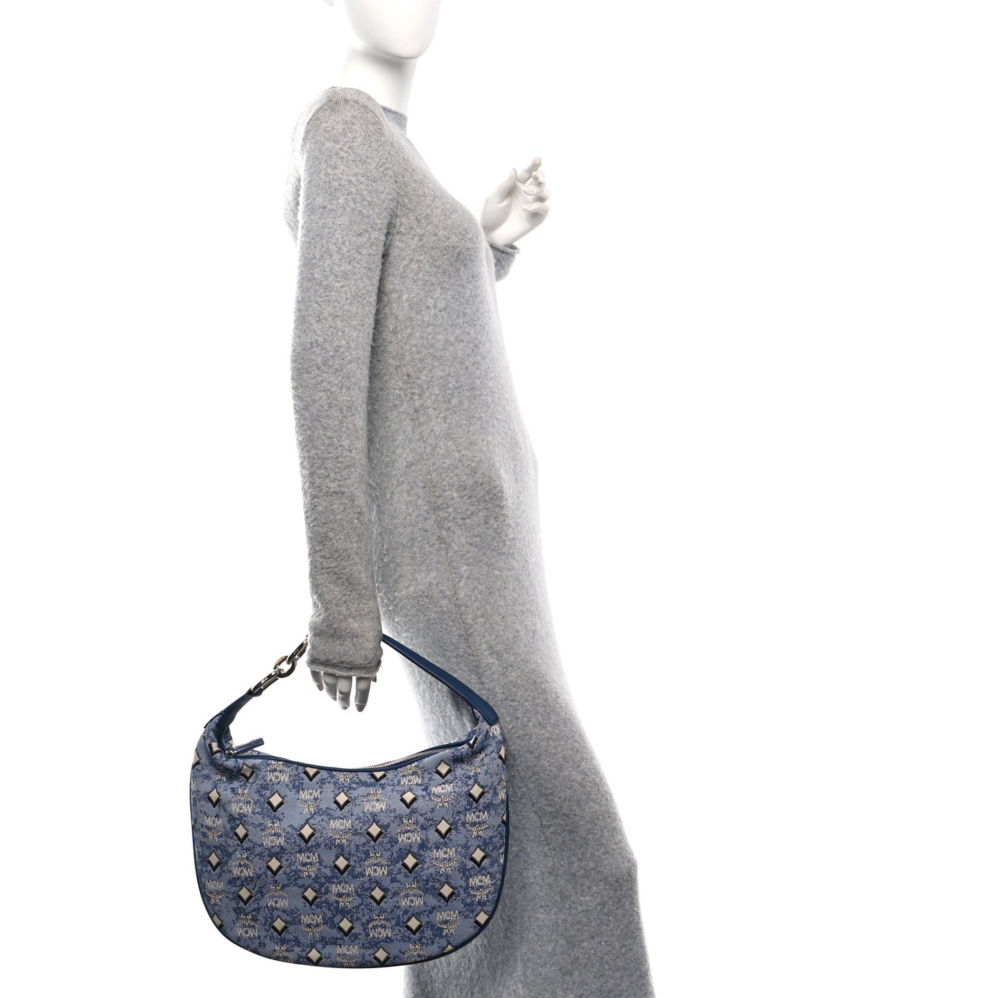 Vintage Jacquard Monogram Hobo Blue
