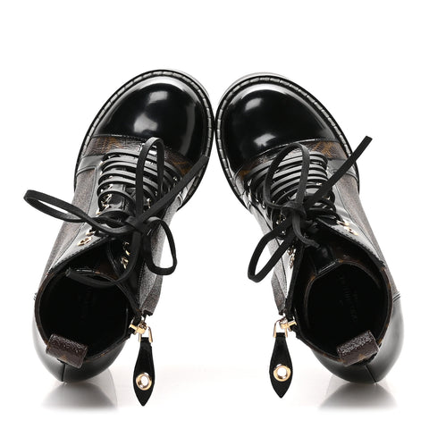 Patent Calfskin Monogram Star Trail Ankle Boots 35.5 Black