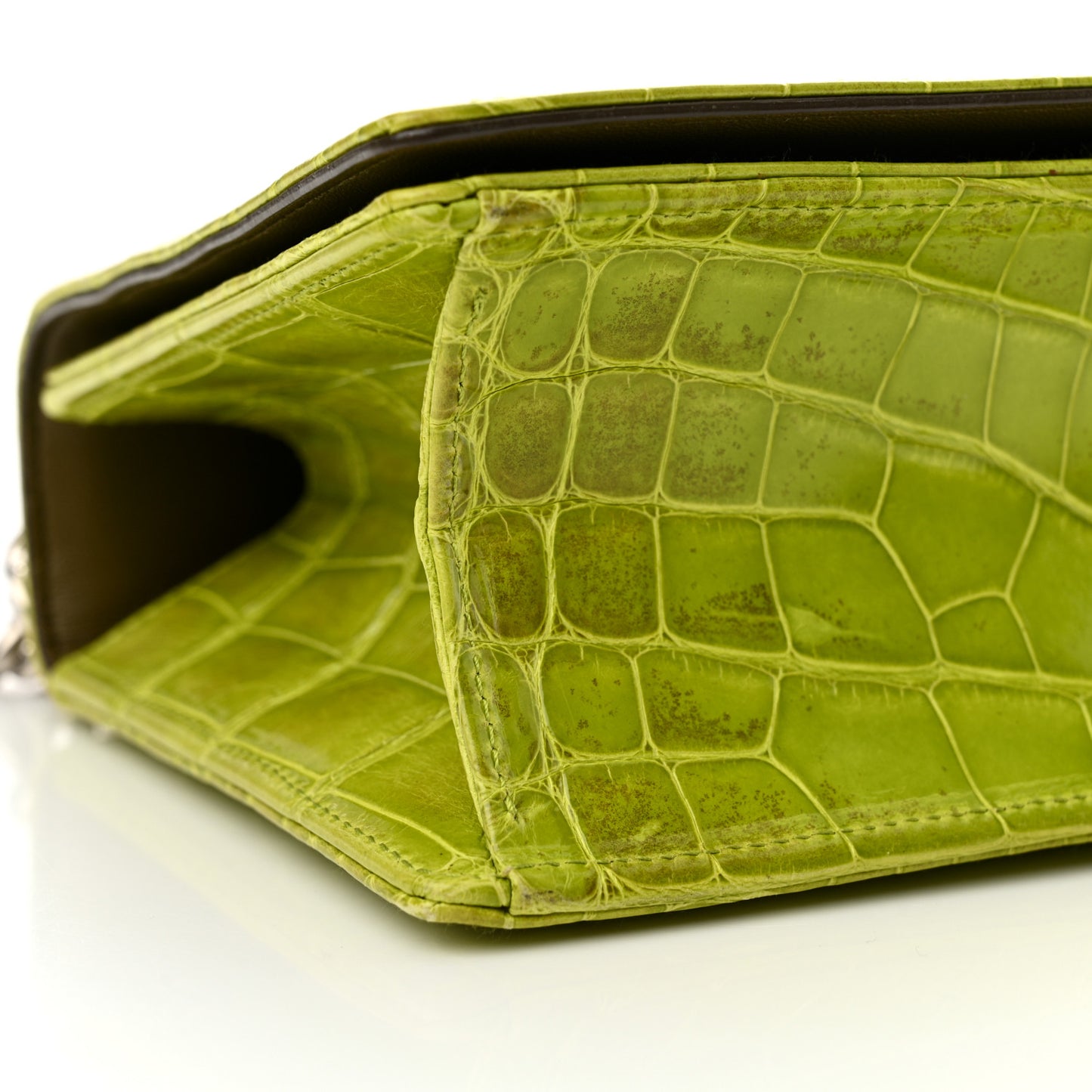 Crocodile Medium Diorama Flap Bag Green