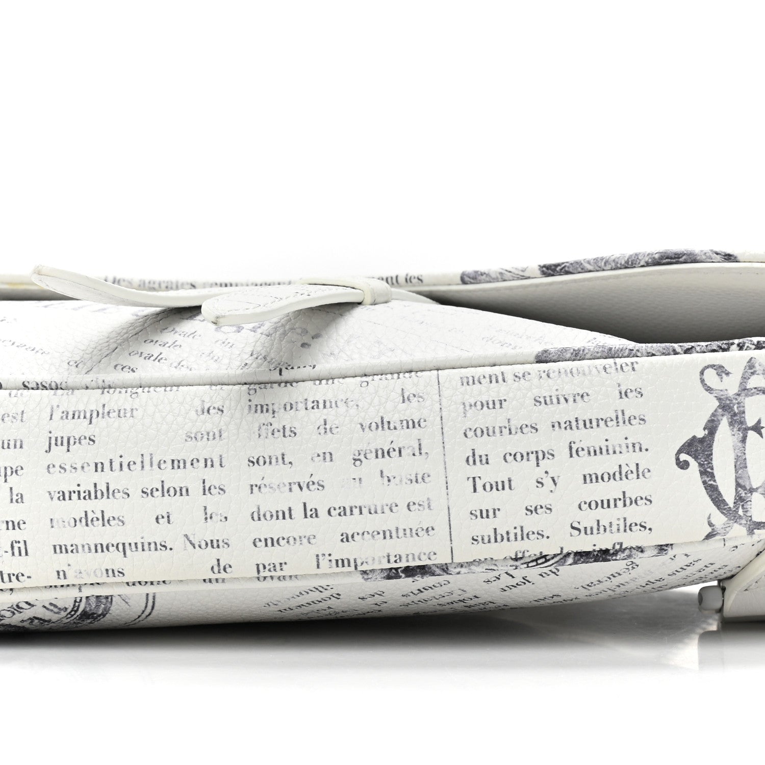 Christian Dior X Daniel Arsham Grained Calfskin Newspaper Print Saddle Bag White 8 of 10