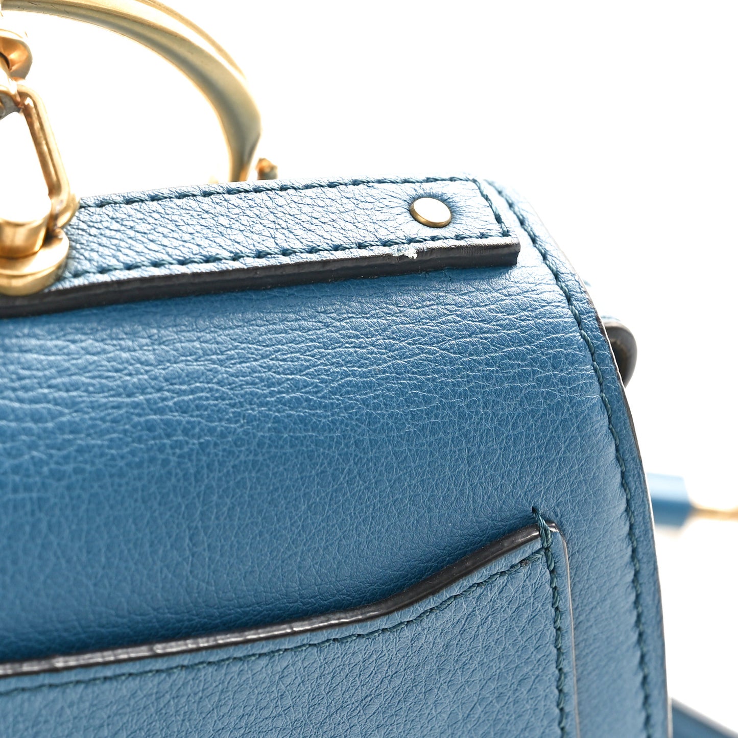 Calfskin Suede Small Nile Bracelet Bag Vinyl Blue