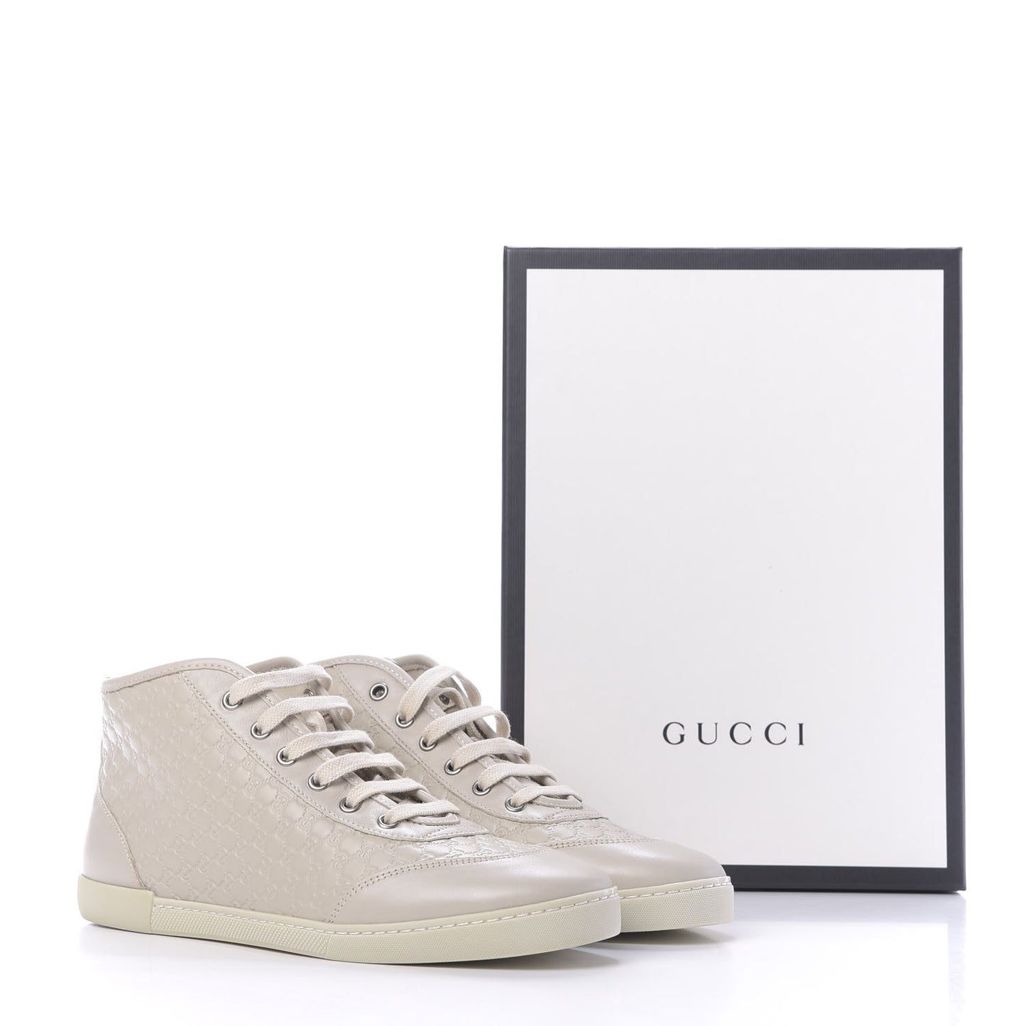 Microguccissima Womens High Top Sneakers 38.5 Off White