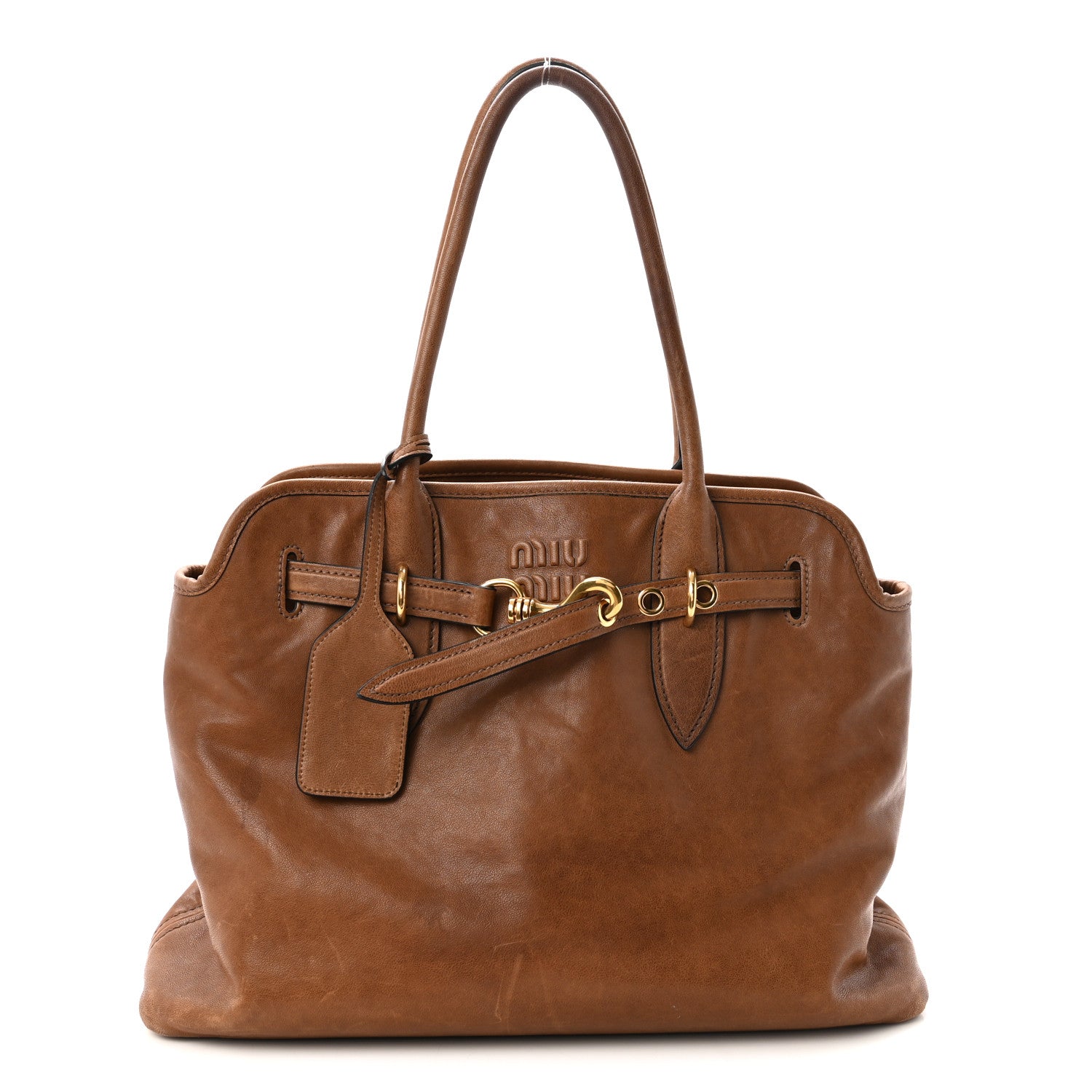 Miu Miu Nappa Aviator ハンドバッグ ブラウン Miu Miu Nappa Aviator Medium Aventure Bag Rovere 1912105