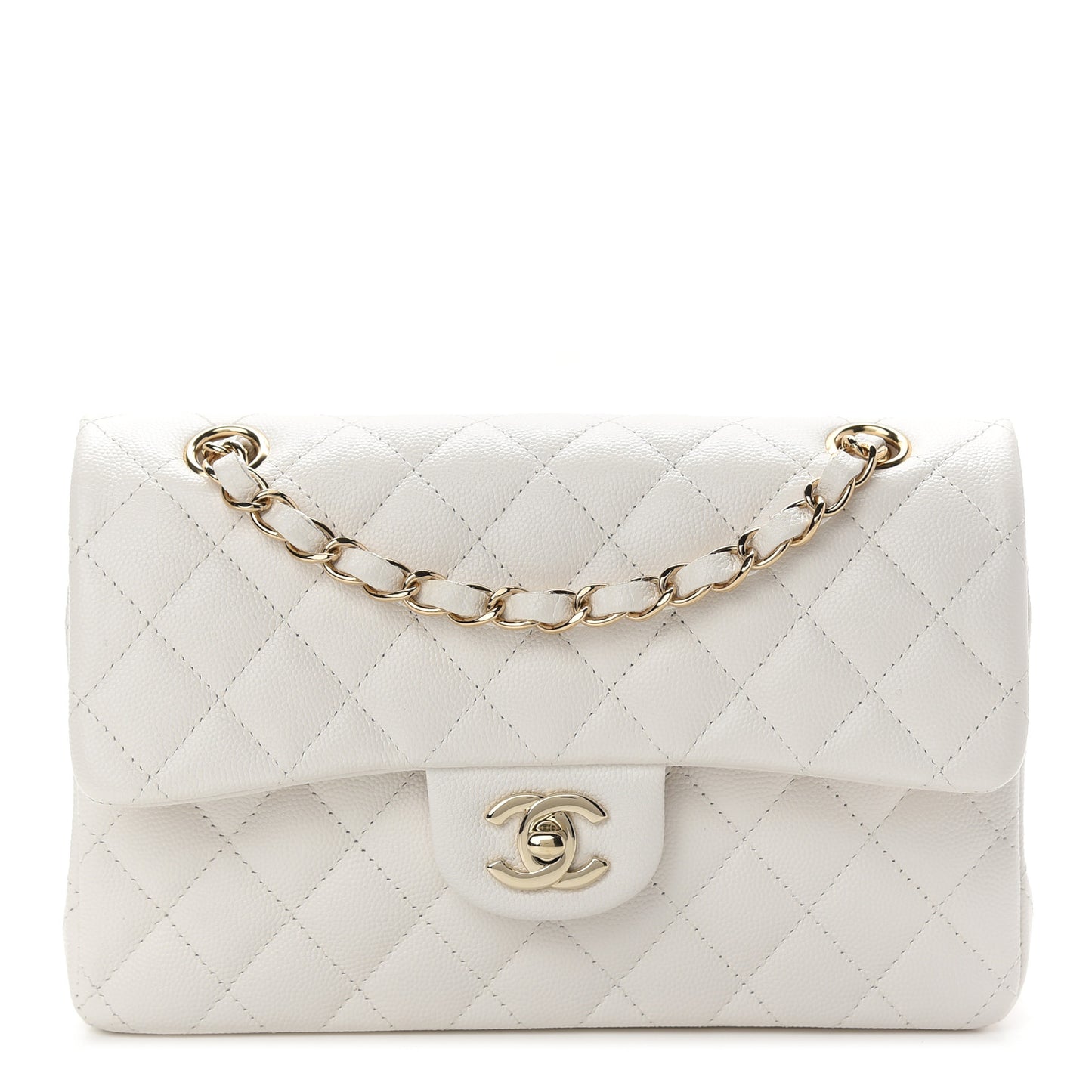Caviar Quilted Small Double Flap White