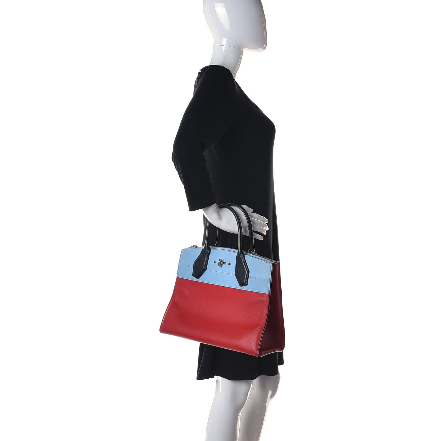 Louis Vuitton Calfskin City Steamer MM Rouge Blue 2 of 22