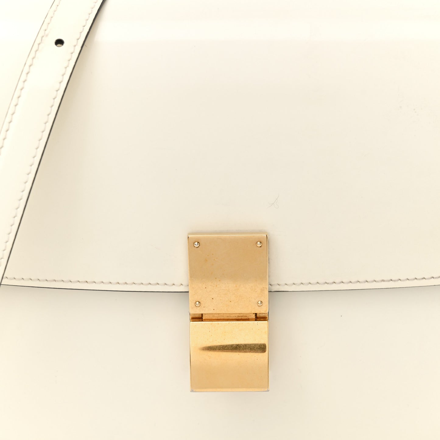 Spazzolato Calfskin Medium Classic Box Flap Bag White