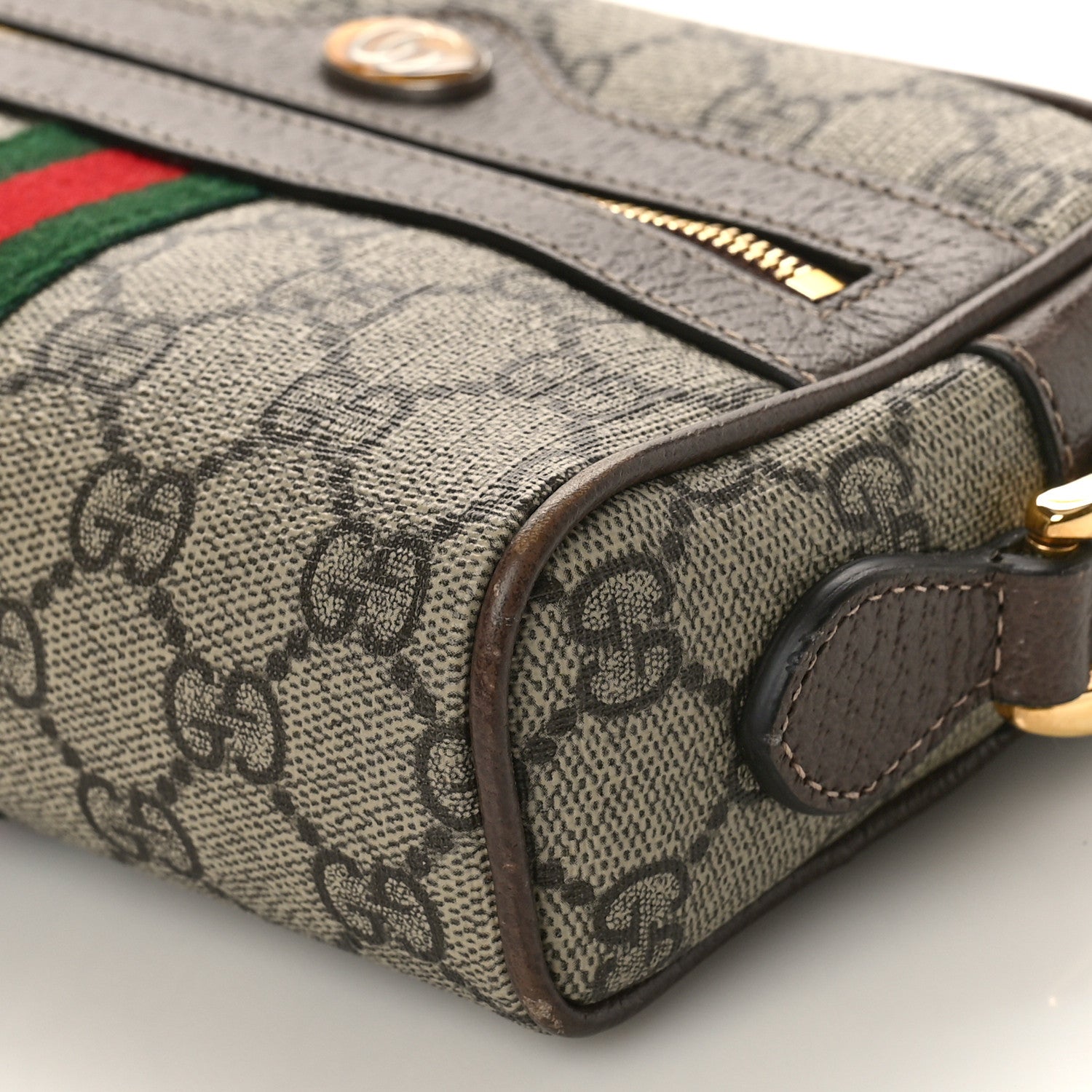 Gucci GG Supreme Monogram Web Mini Ophidia Shoulder Bag Brown 9 of 9