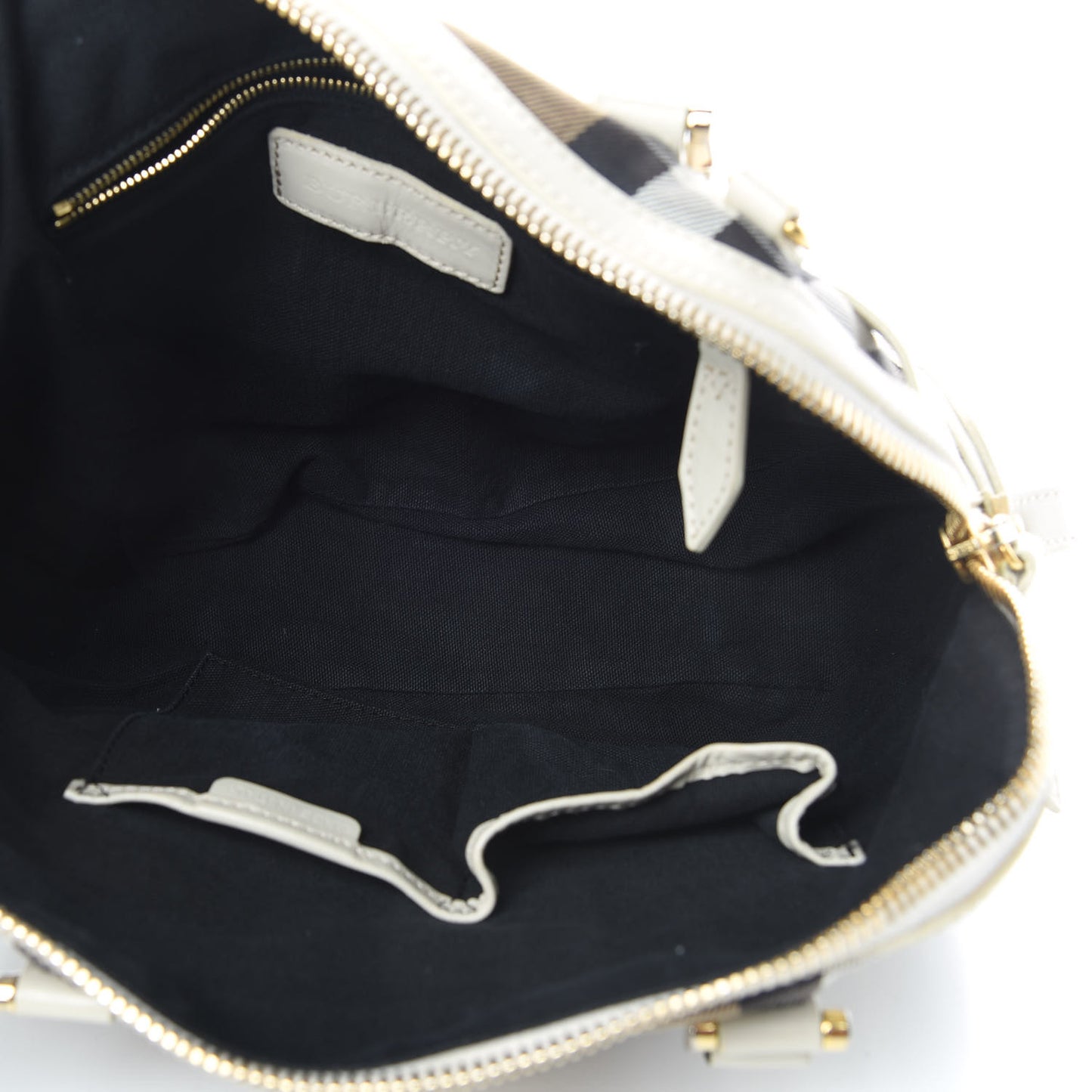 House Check Bridle Calfskin Small Orchard Bowling Bag White