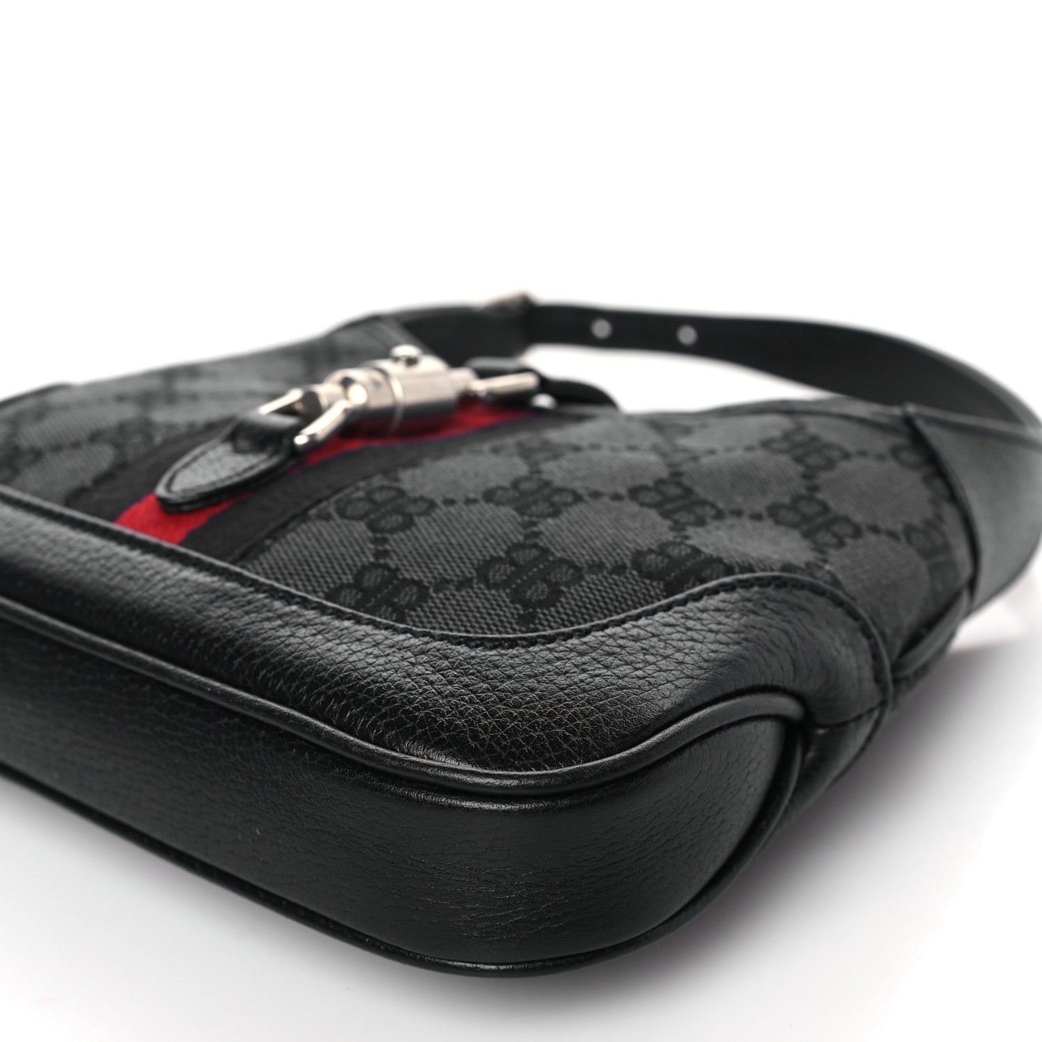 Gucci X BALENCIAGA BB Monogram Calfskin Web Mini Jackie 1961 Hobo Black 8 of 8