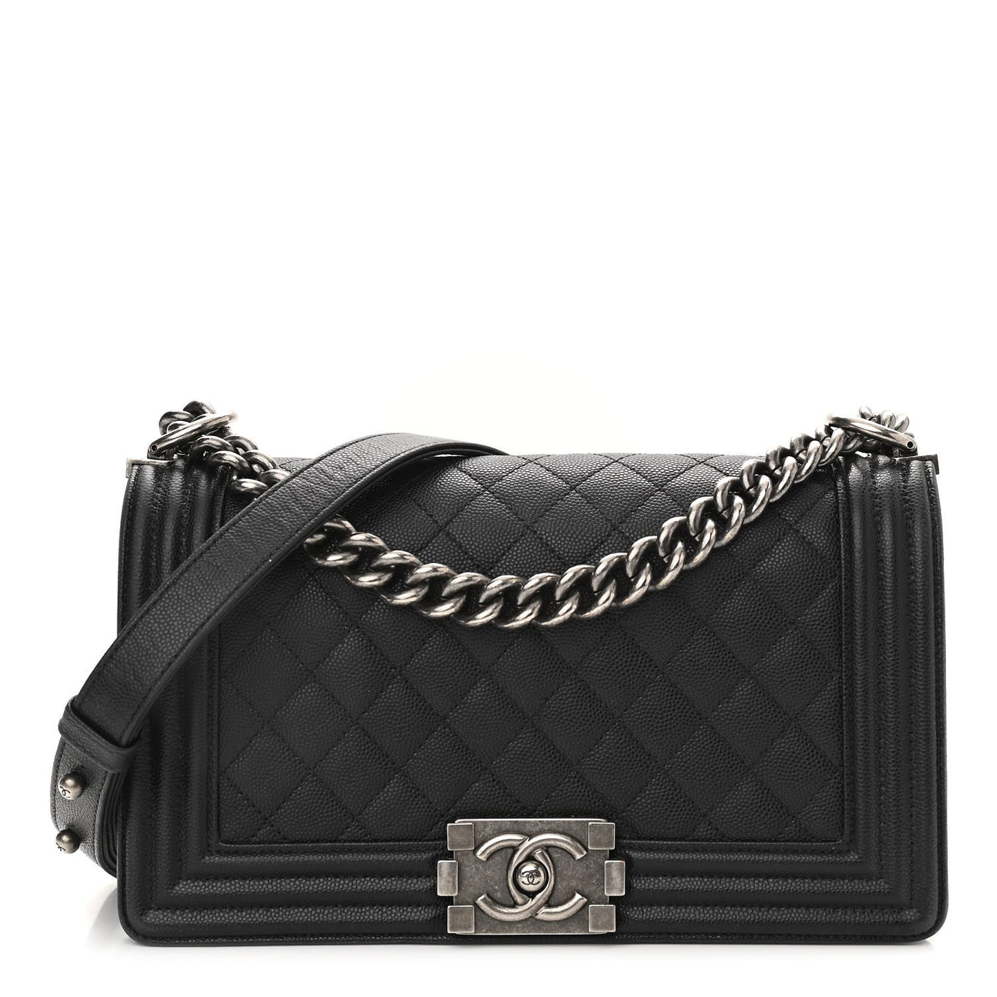 Caviar Quilted Medium Boy Flap Black