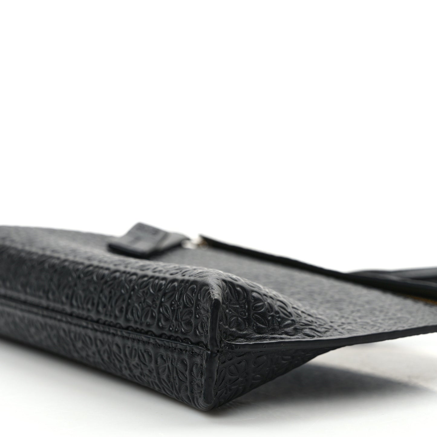 Calfskin Embossed Mini Repeat T Pouch Black