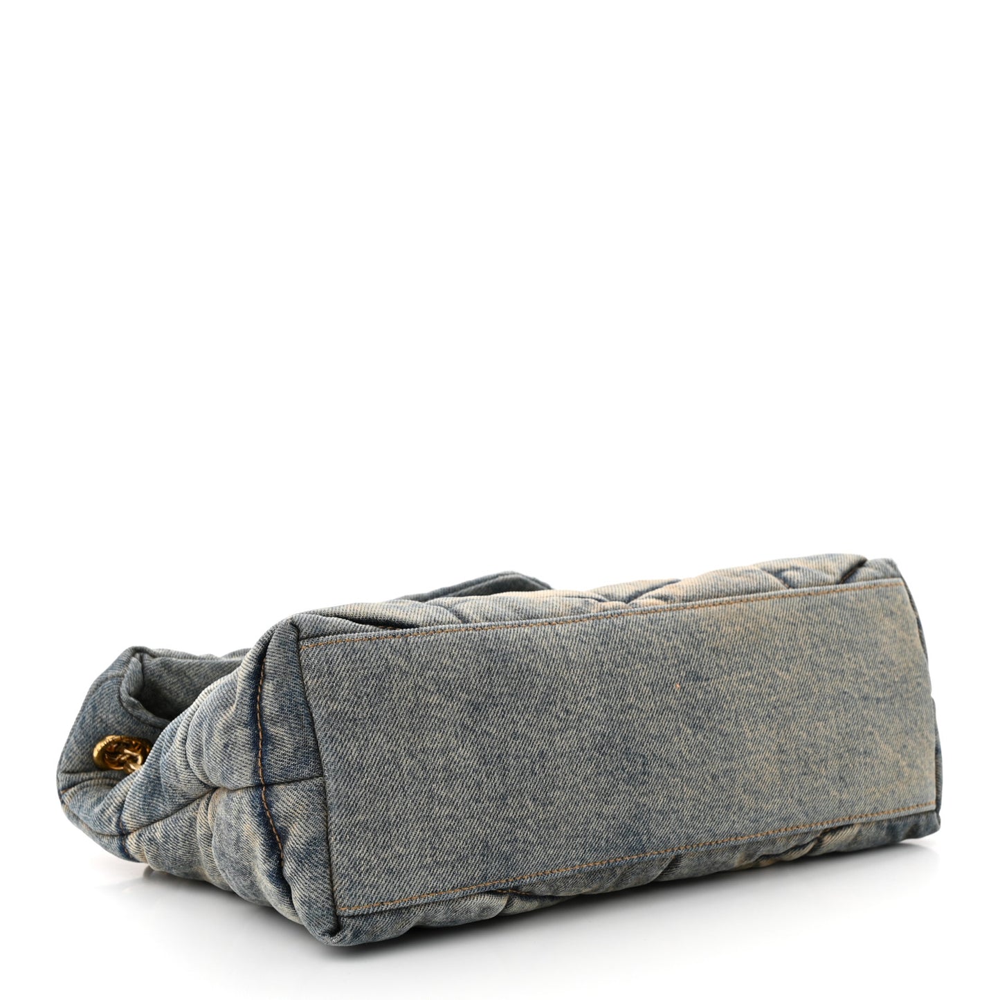 Denim Quilted Small Loulou Puffer Monogram Chain Satchel Blue Cinnamon