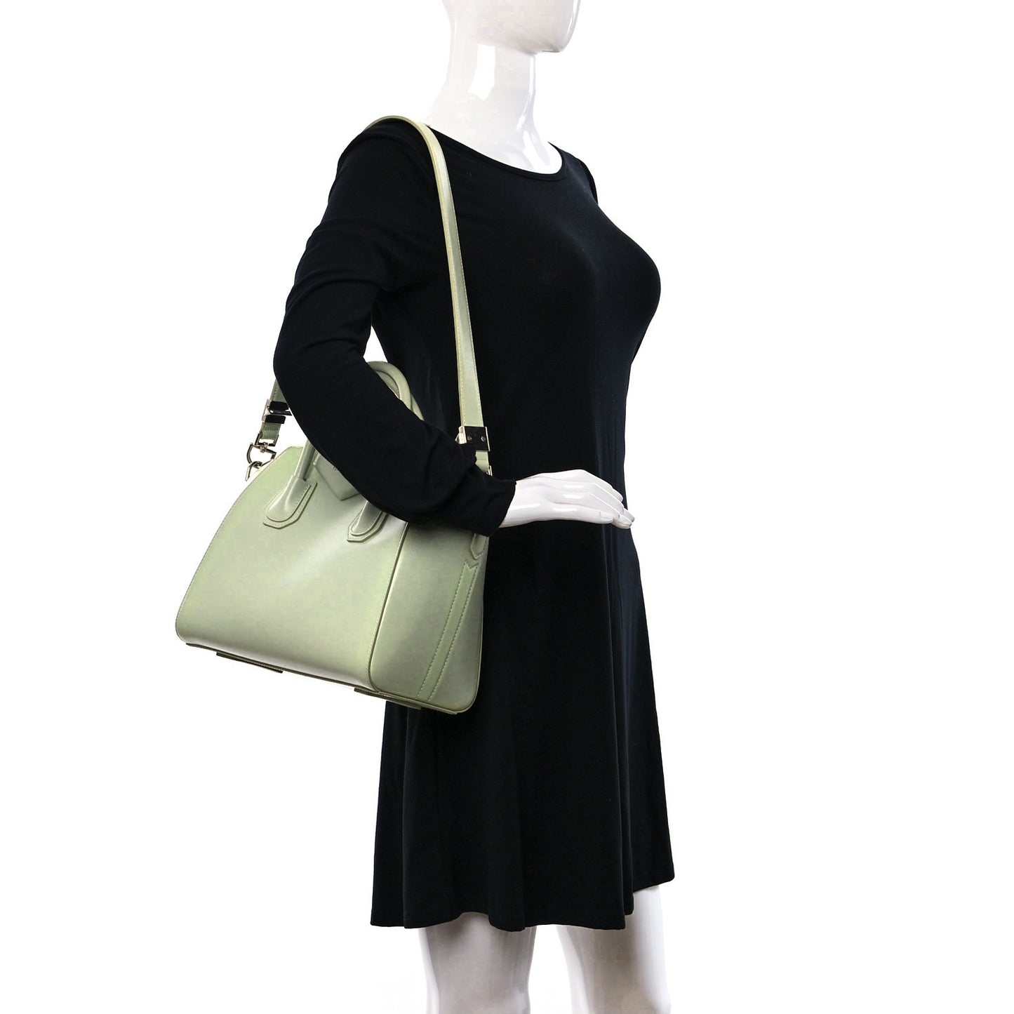 Shiny Lord Calfskin Mini Antigona Aqua Green