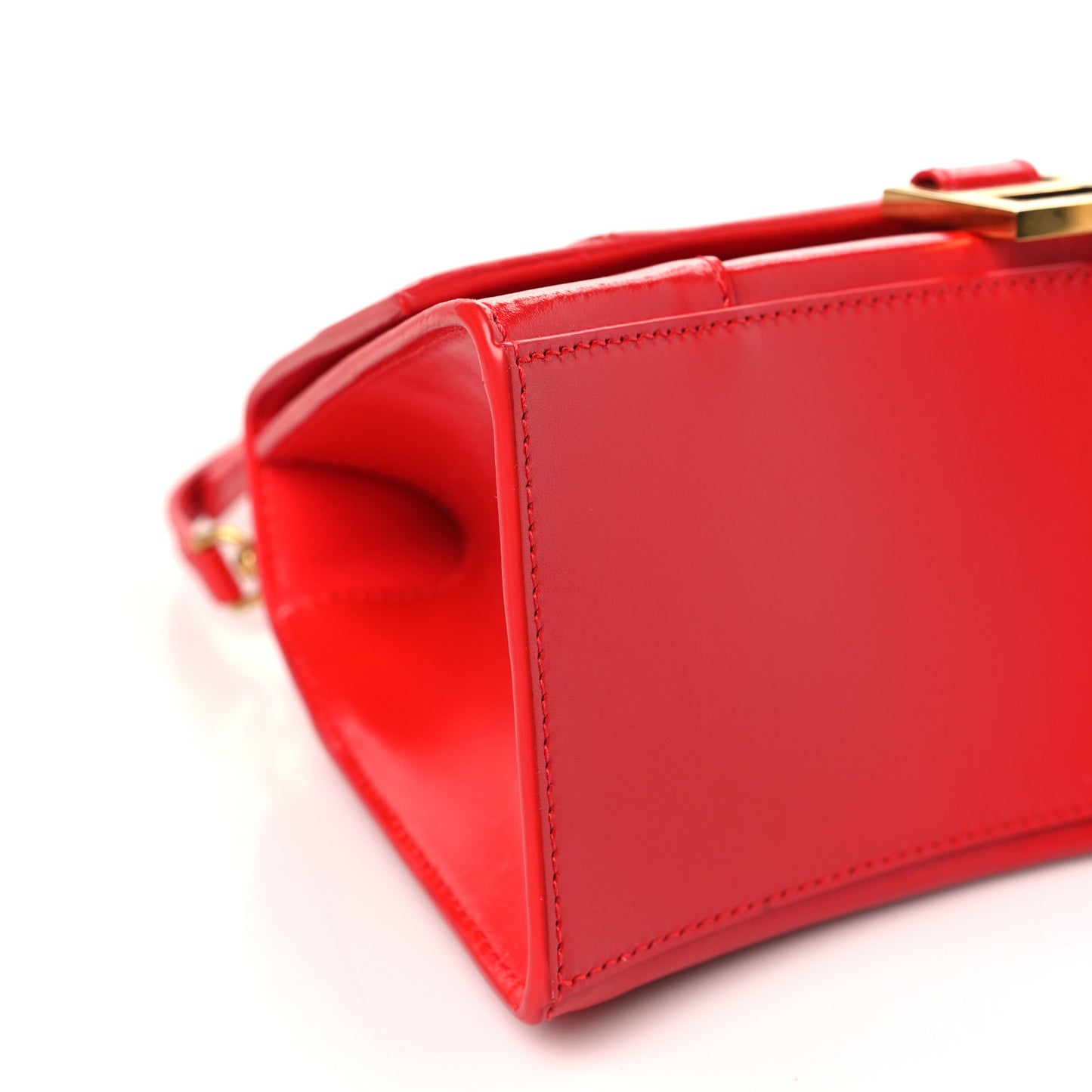 Shiny Box Calfskin Small Hourglass Top Handle Bag Bright Red
