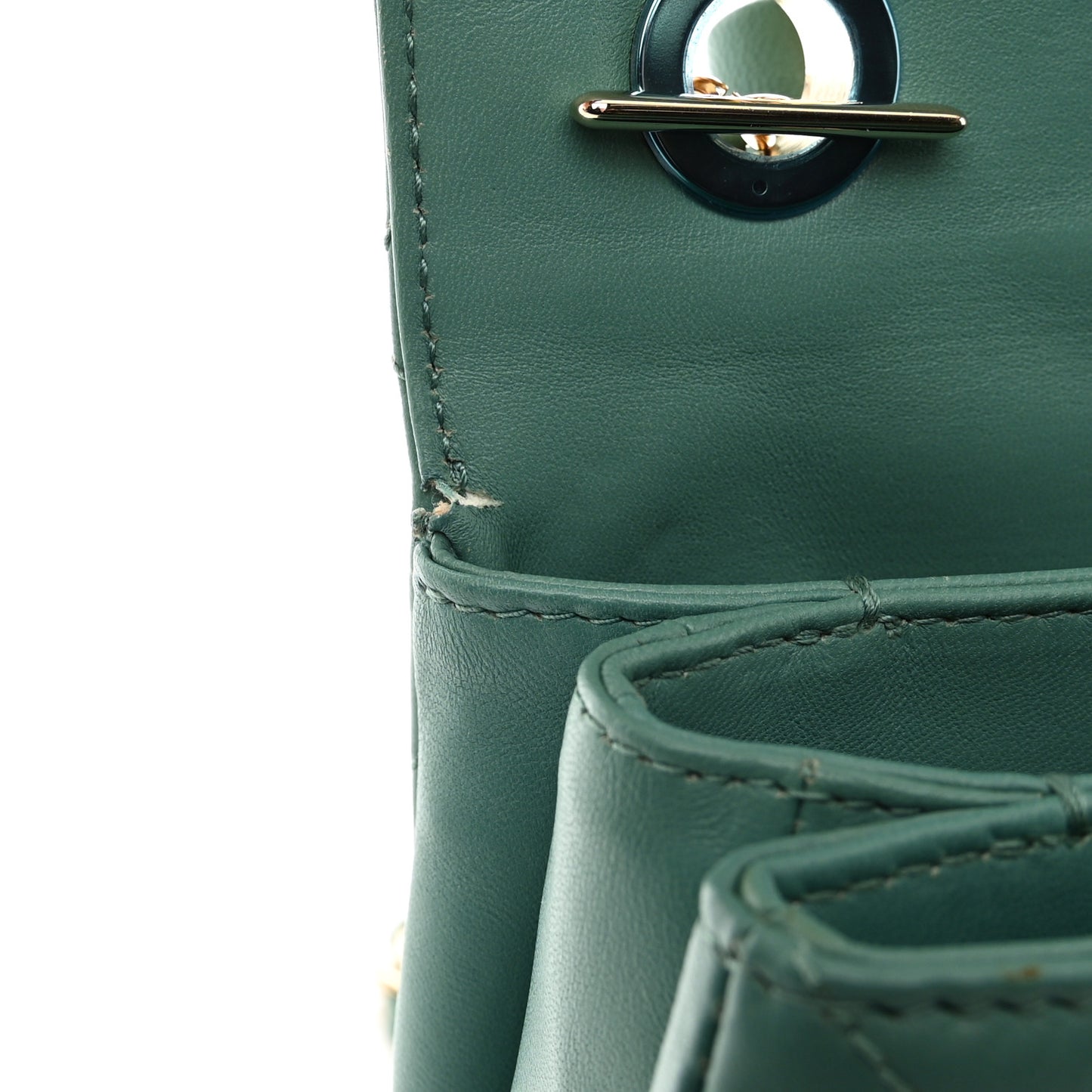 Lambskin Quilted Small Trendy CC Flap Dual Handle Bag Green