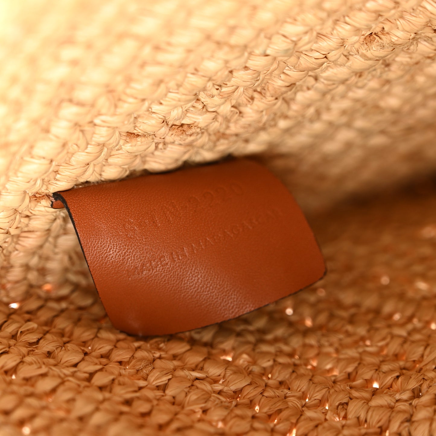 Raffia Calfskin Small Triomphe Pouch Tan