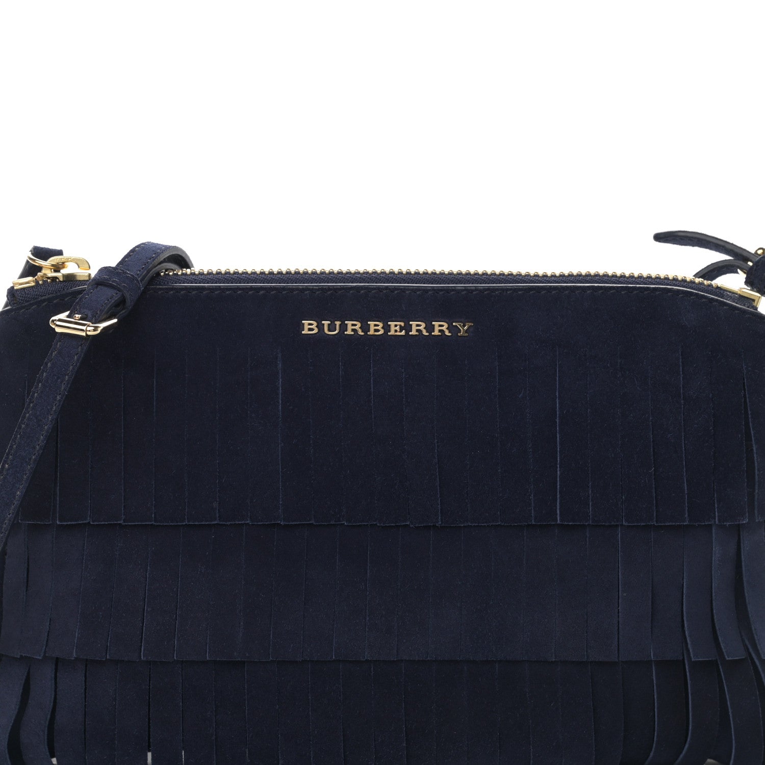 Burberry Suede Fringe Peyton Crossbody Clutch Bag Blue 8 of 11