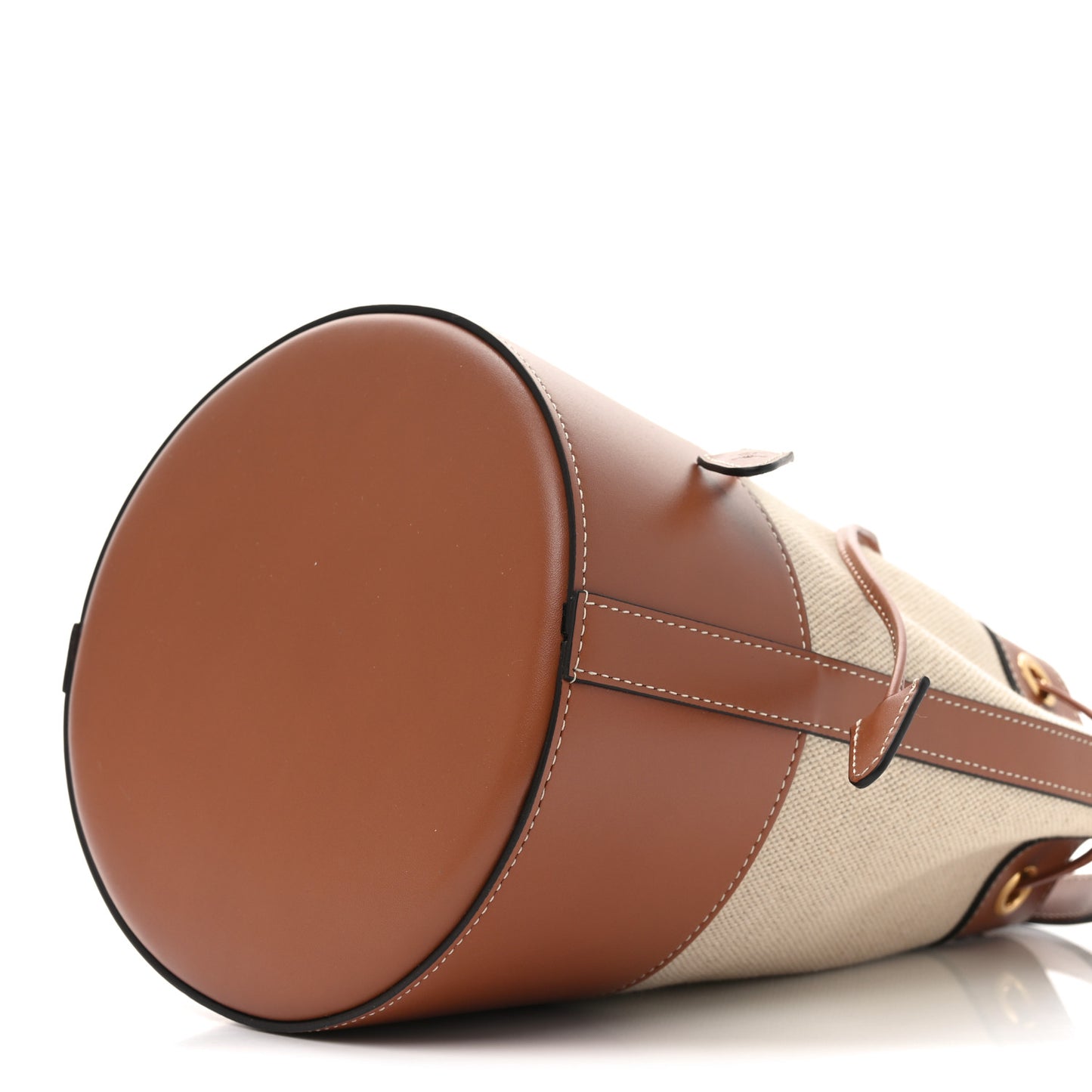 Canvas Calfskin Small Drawstring Cabas Natural Tan