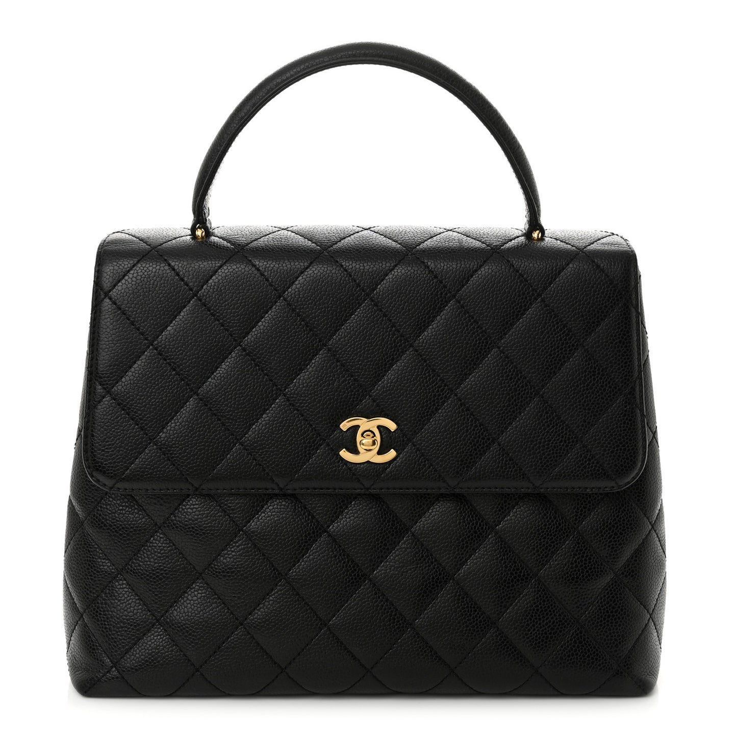 Caviar Quilted Jumbo Kelly Flap Black