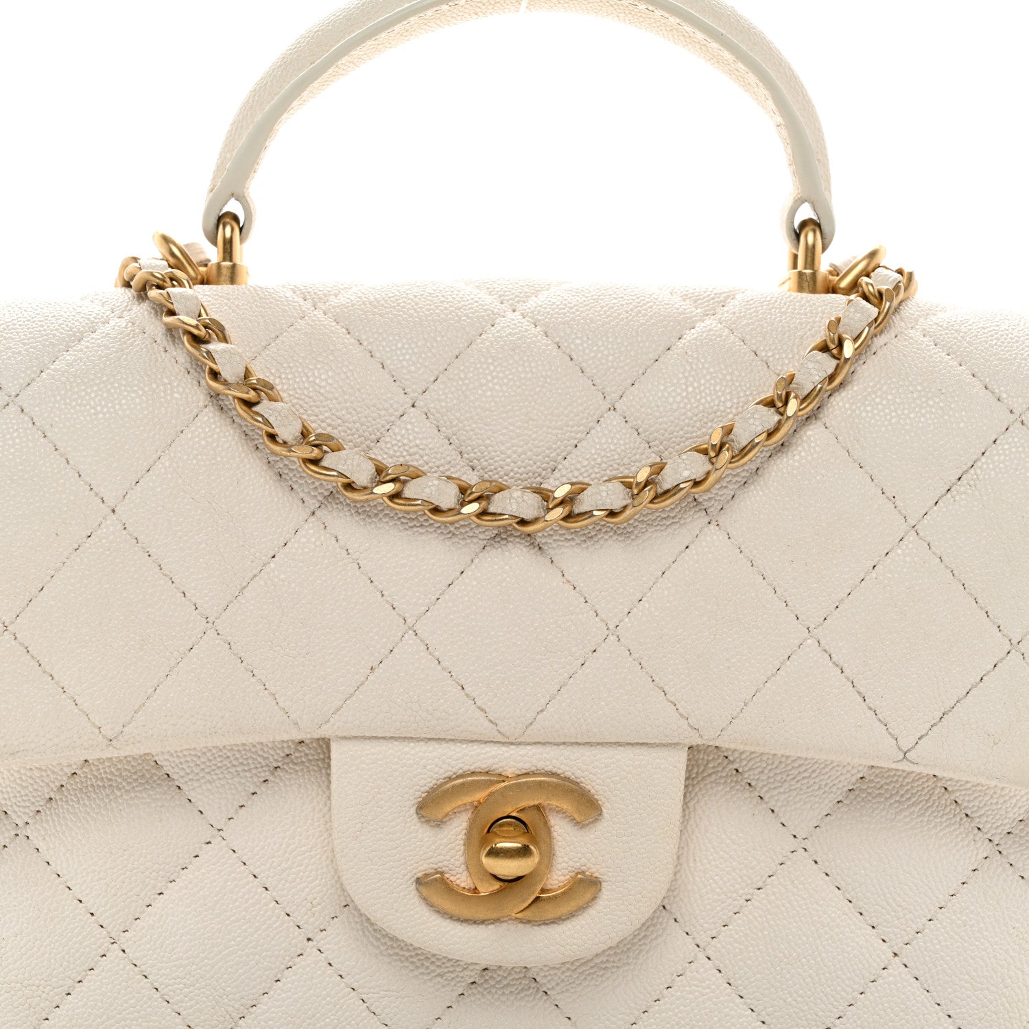 Chanel Caviar Quilted Mini Top Handle Rectangular Flap White 8 of 11