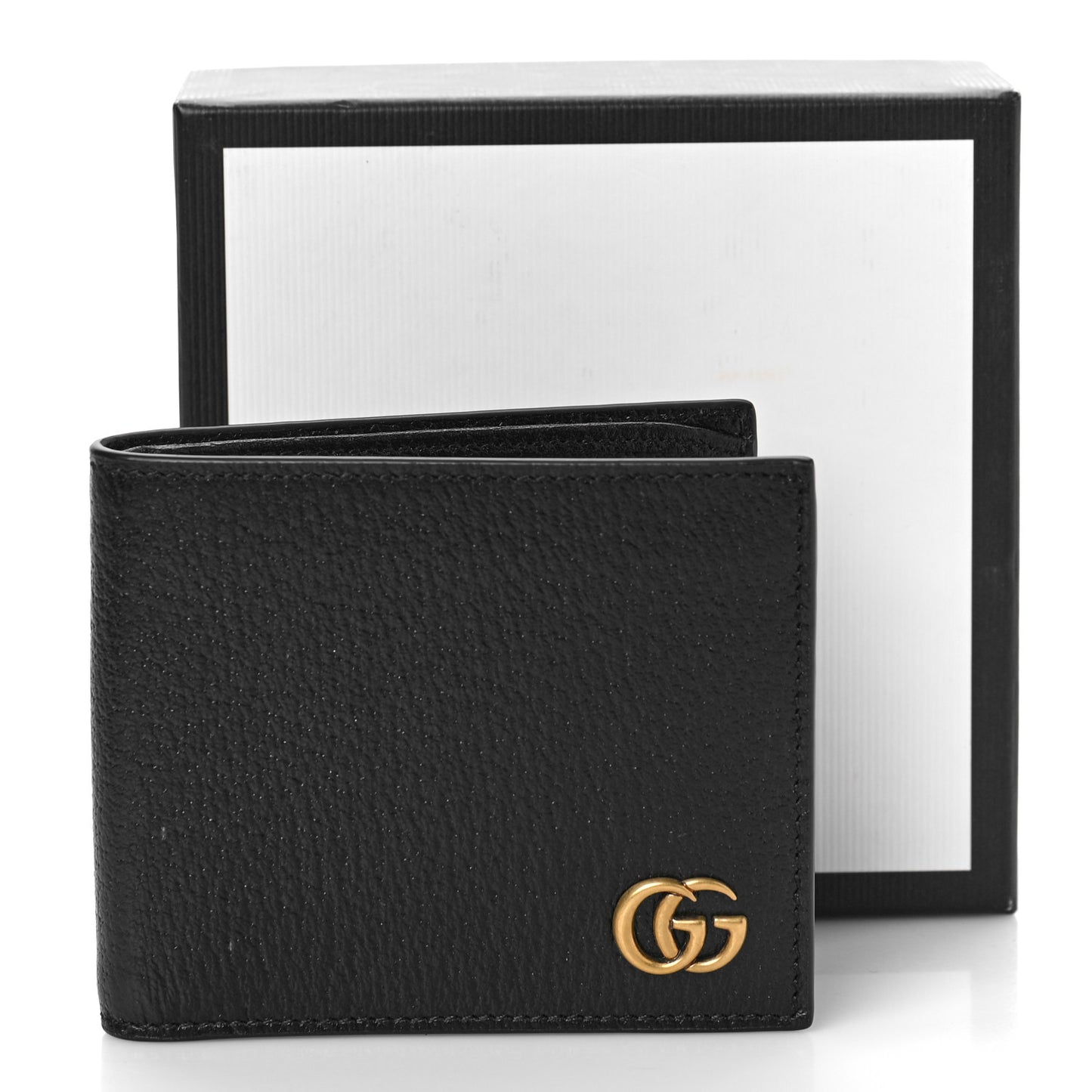 Calfskin Boar Effect GG Marmont Bi-Fold Wallet Black