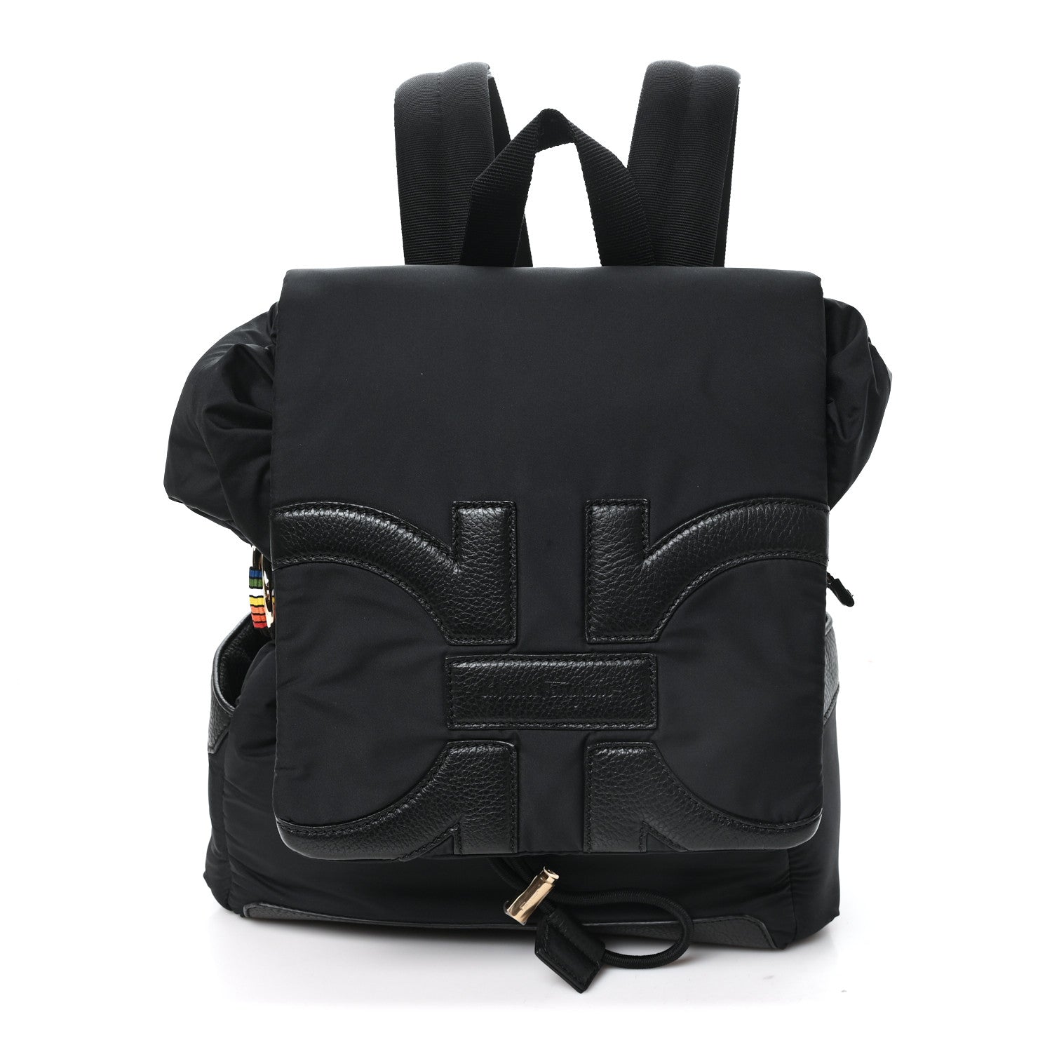 Salvatore Ferragamo Nylon Calfskin Gancio Backpack Black
